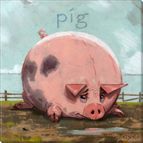 FANCIFUL PIG GICLEE WALL ART