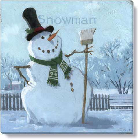 SNOWMAN WITH BROOM GICLEE WALL