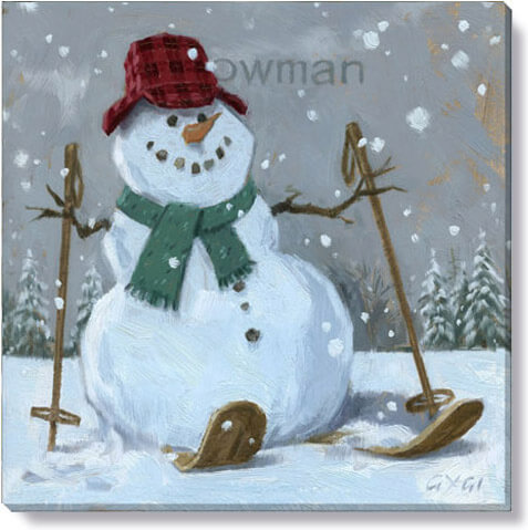 SNOWMAN ON SKIS GICLEE ART