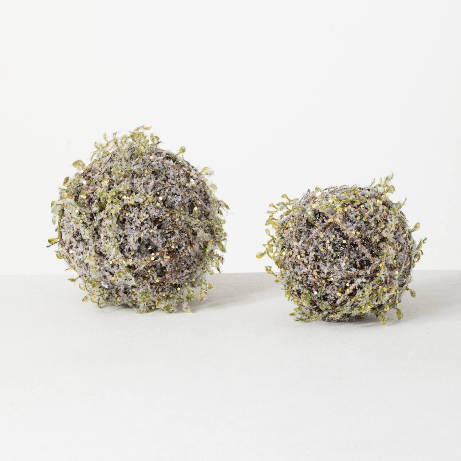 FROSTED TWIG ORB SET OF 2