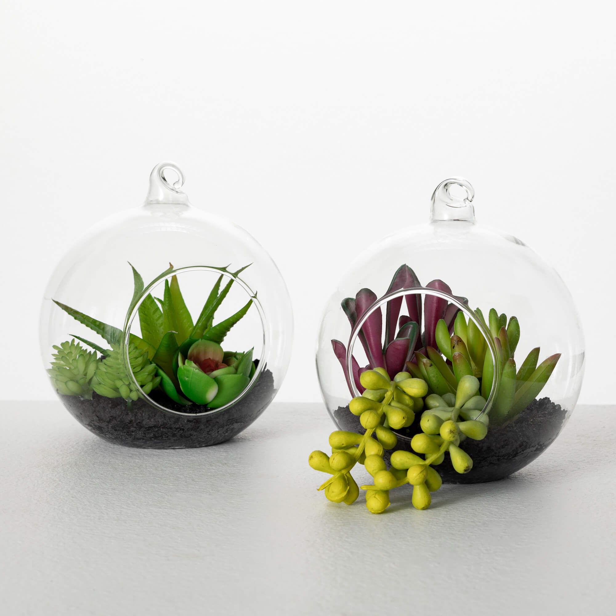 HANGING SUCCULENT ORB SET OF 2