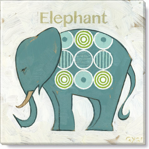 TEAL CIRCLES ELEPHANT GICLEE