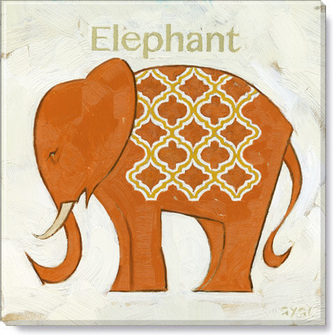 ORANGE IKAT ELEPHANT GICLEE