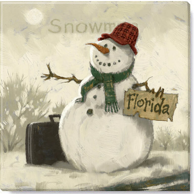 SNOWMAN/SUITCASE GICLEE ART