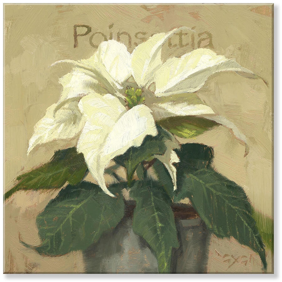 WHITE POINSETTIA WALL ART