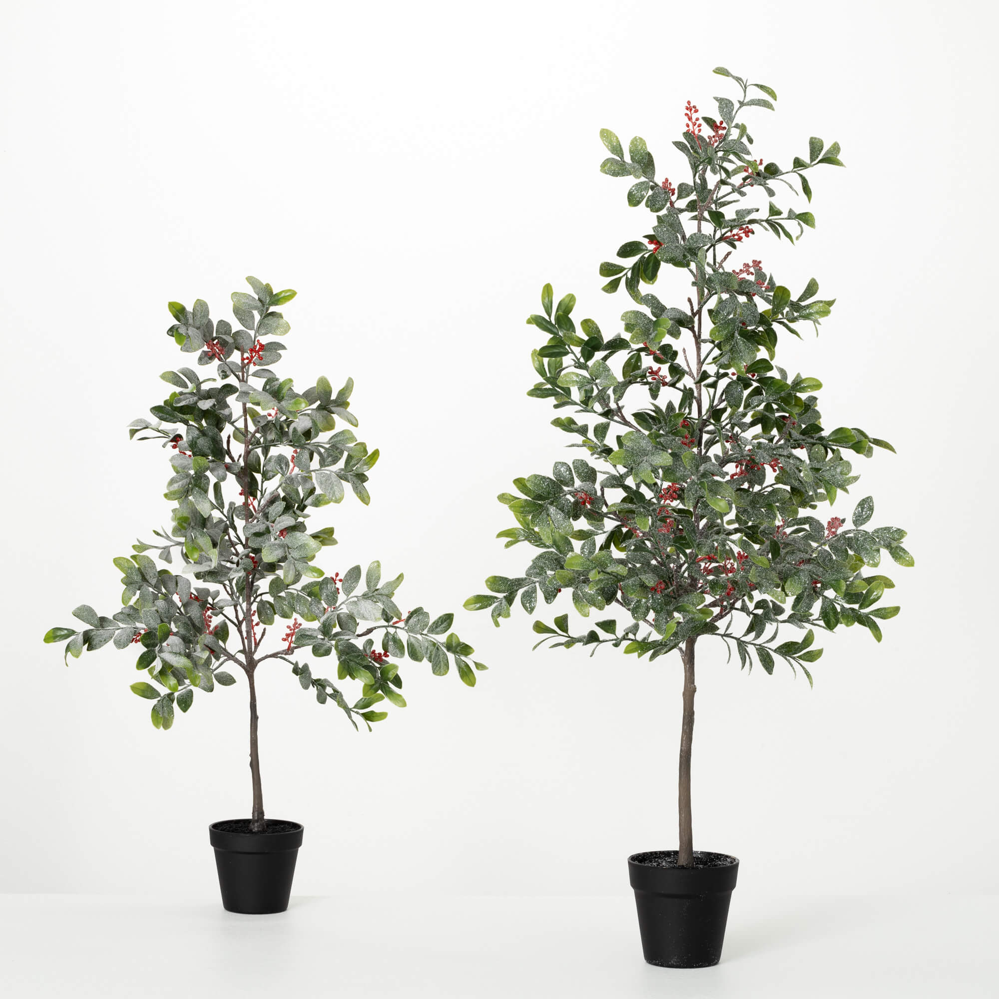 POTTED BERRY LEAF TREE SET 2