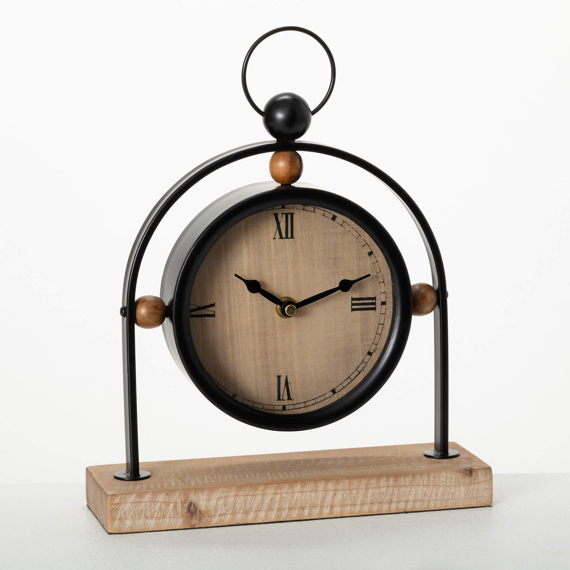 MODERN WOOD & BLACK DESK CLOCK