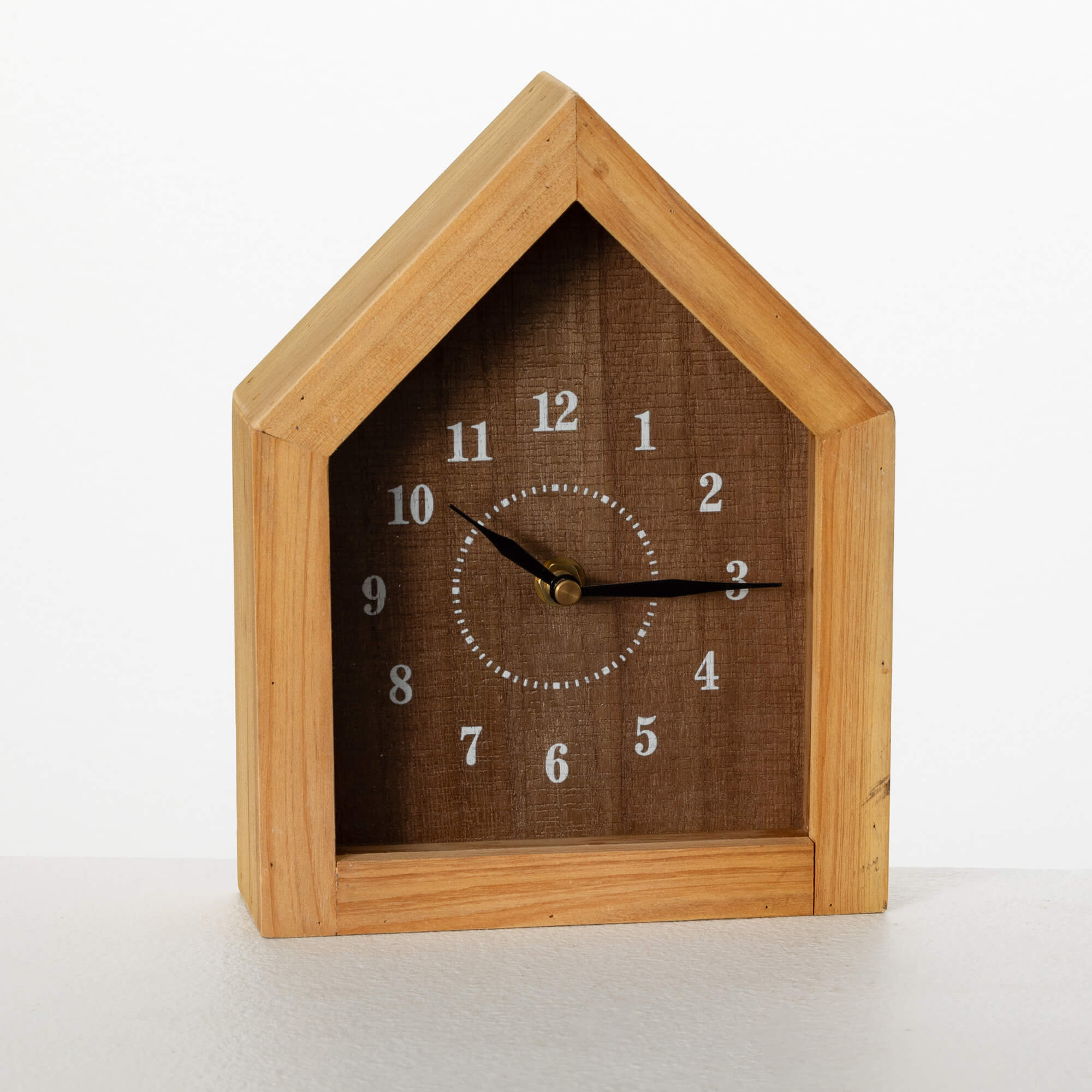 WOOD HOUSE-SHAPED DESK CLOCK