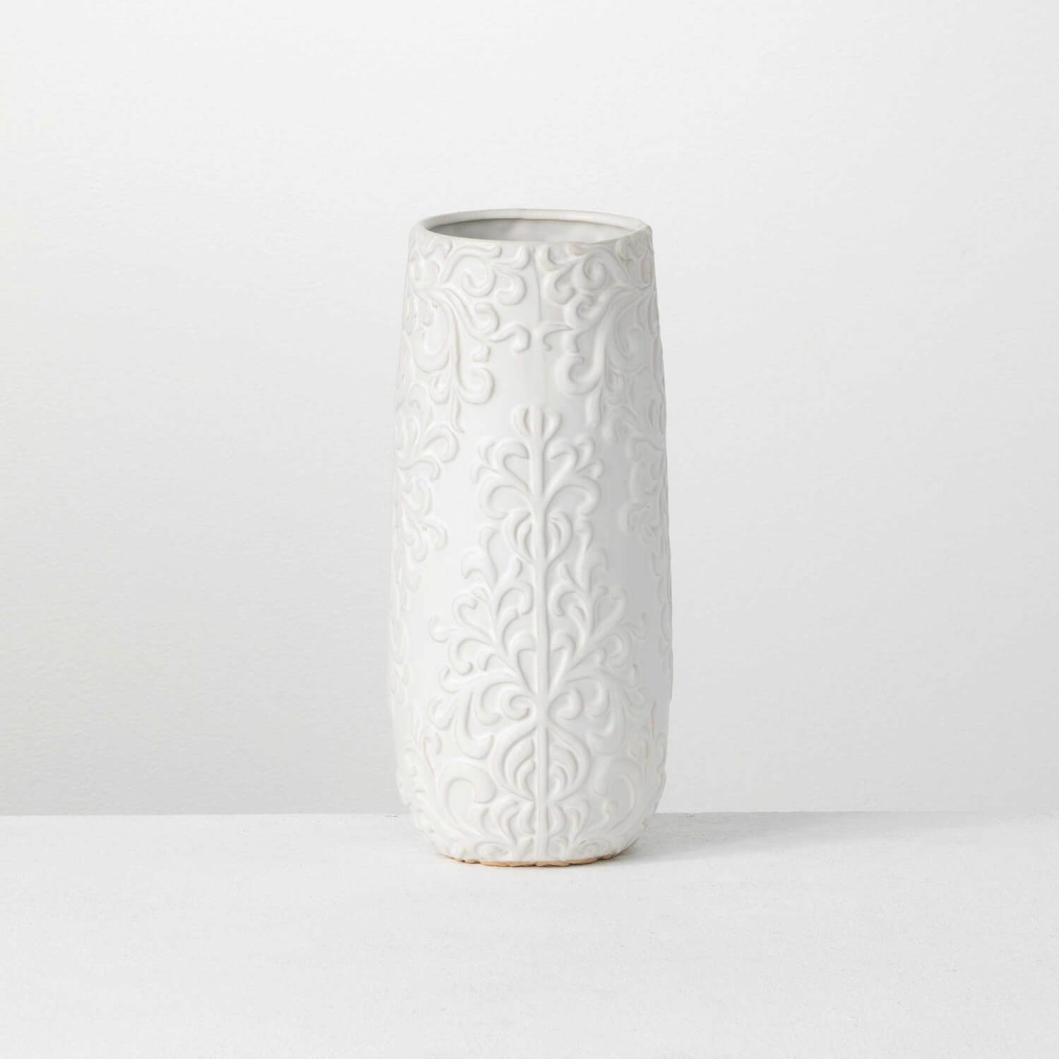 WHITE FLORAL PRINTED VASE