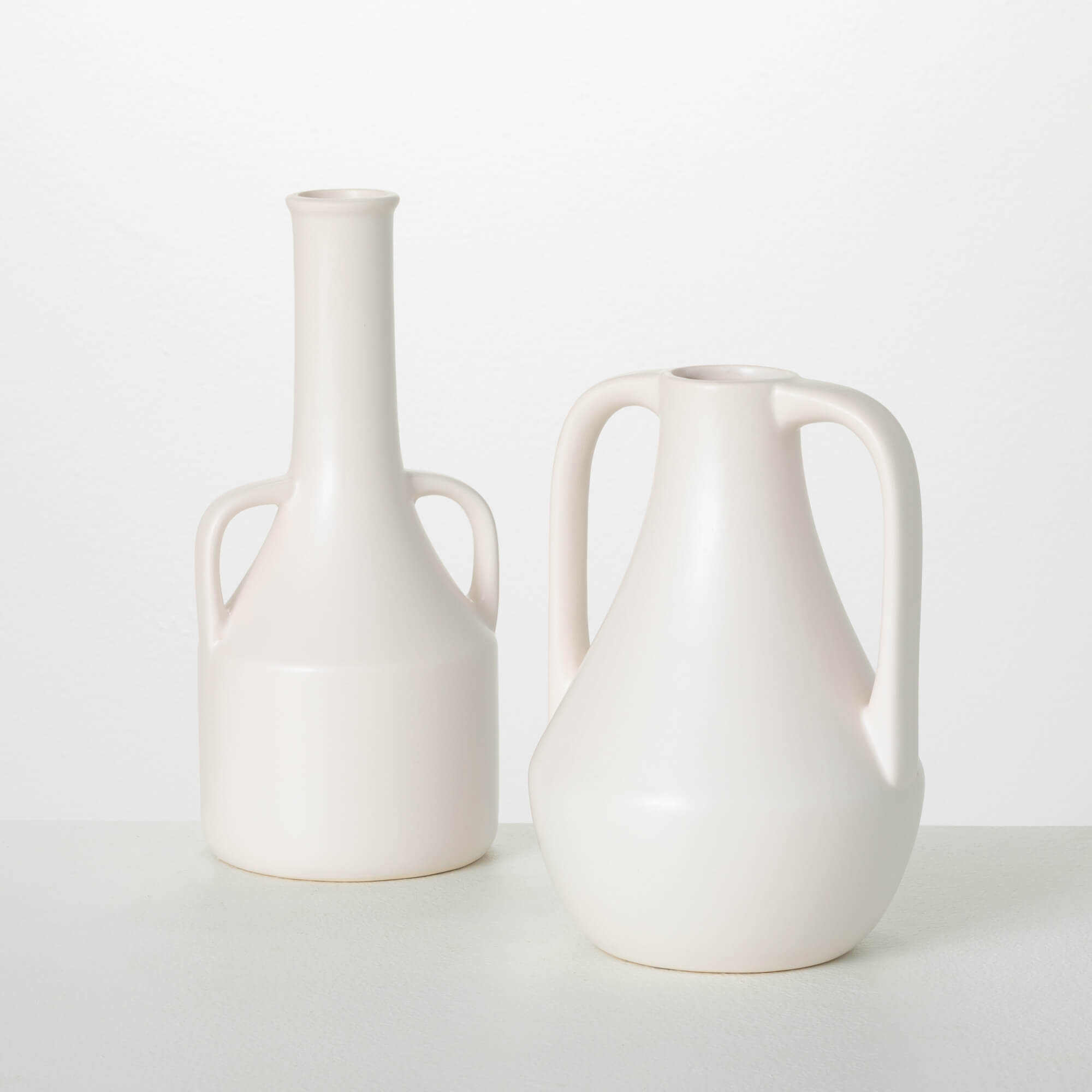 MODERN WHITE JUG VASE SET OF 2