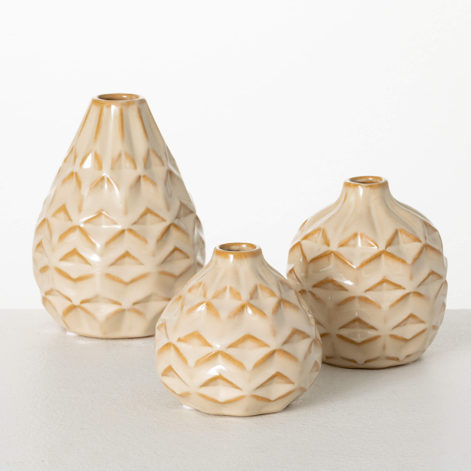 GOLDEN GEOMETRIC BUD VASE TRIO