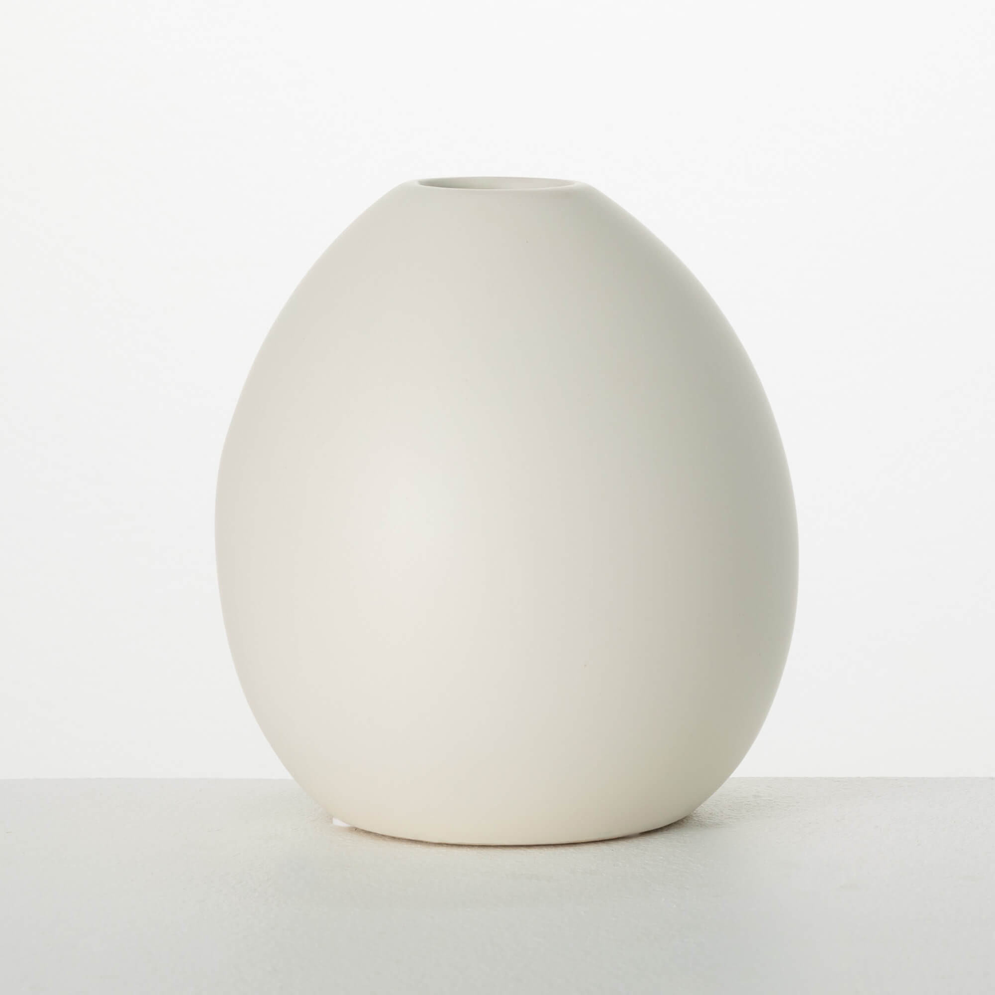 MODERN MATTE IVORY OVAL VASE