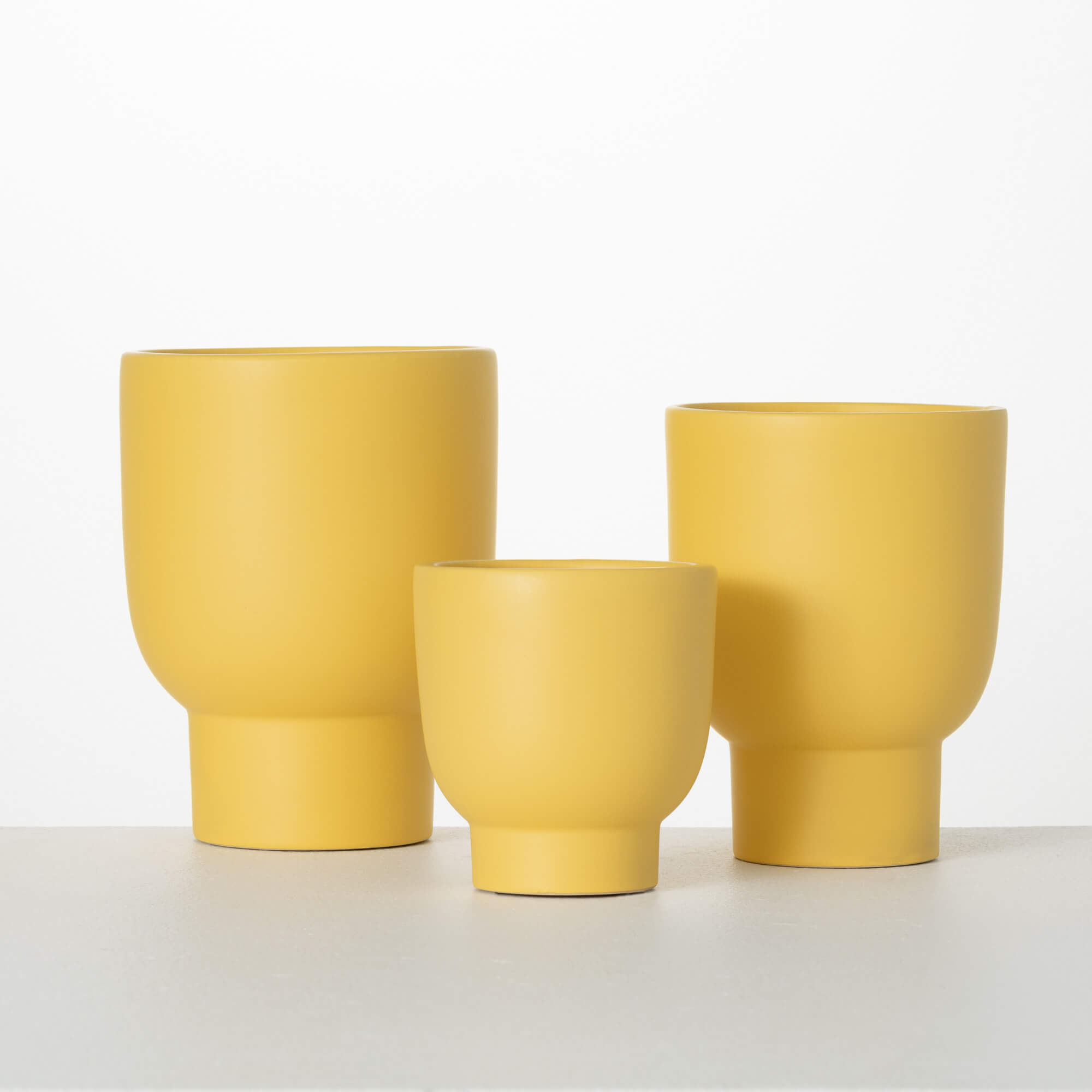 MATTE YELLOW GOBLET PLANTERS