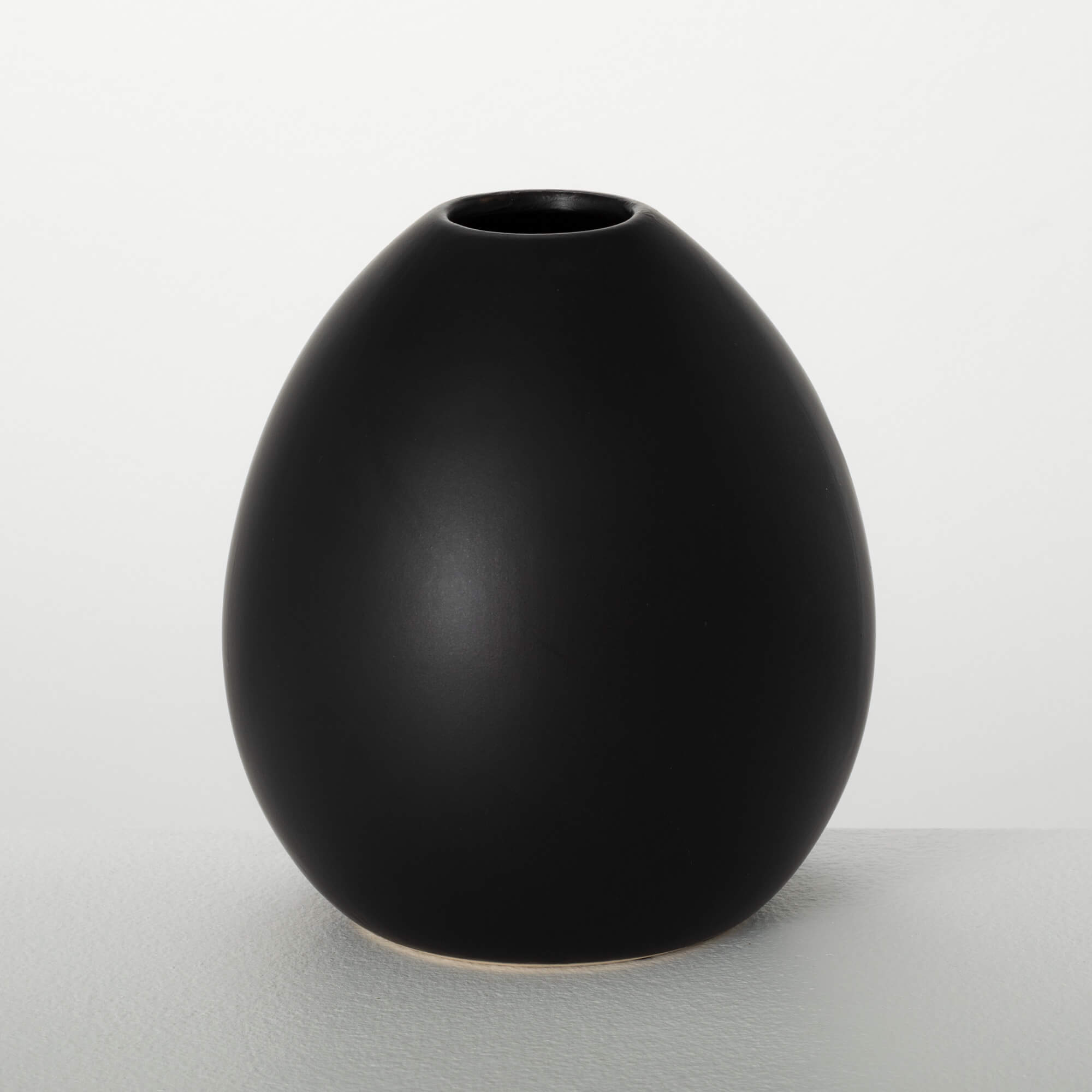 MODERN MATTE BLACK OVAL VASE