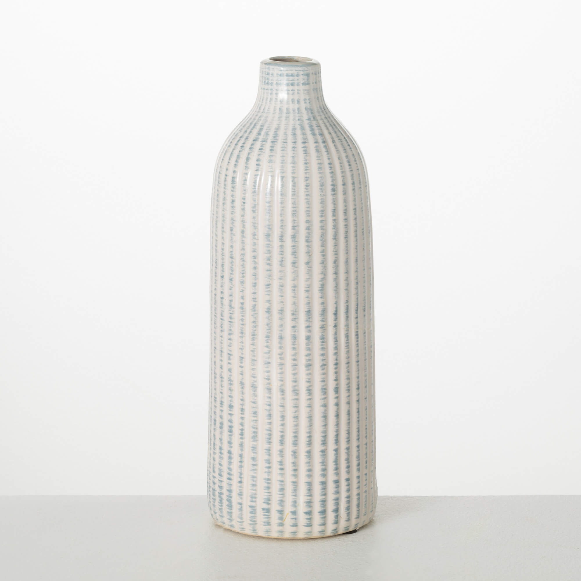 OFF-WHITE RIBBED BOTTLE VASE