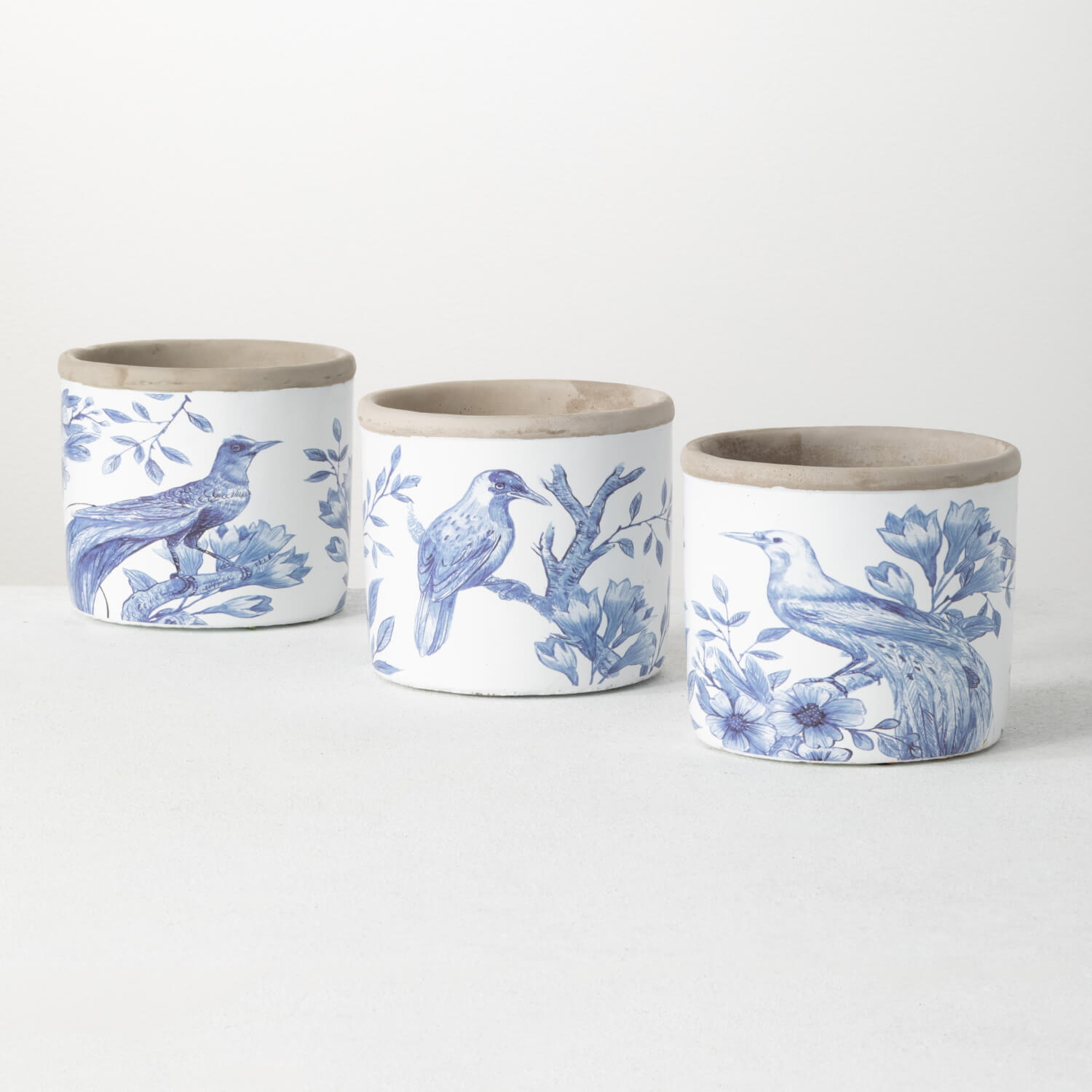 BIRD PATTERNED POT SET OF 3