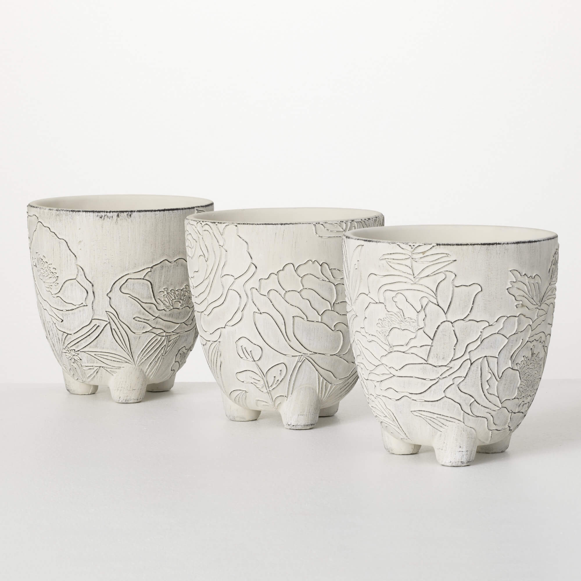 LARGE FLORAL LINE ART POTS