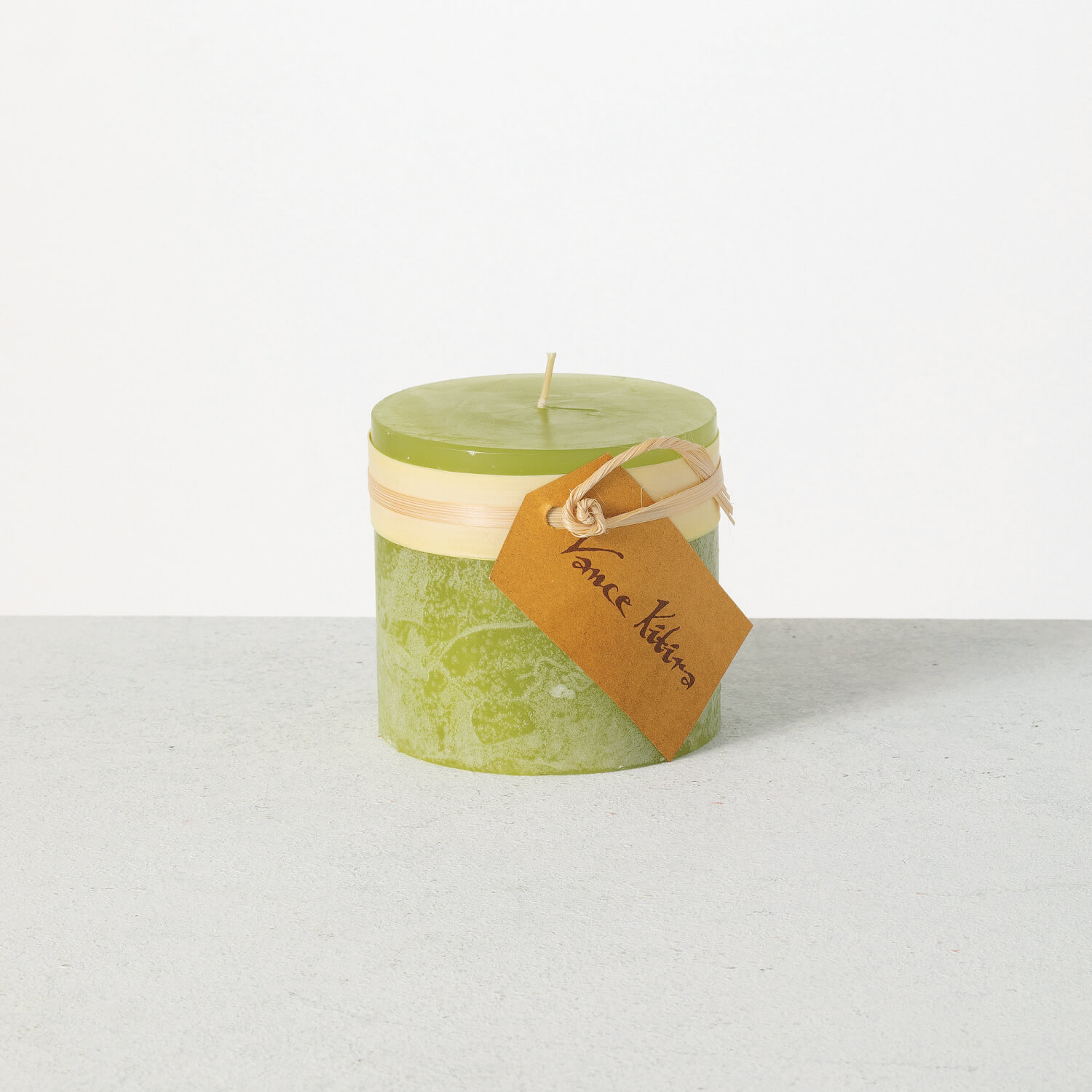 GREEN TIMBER PILLAR CANDLE