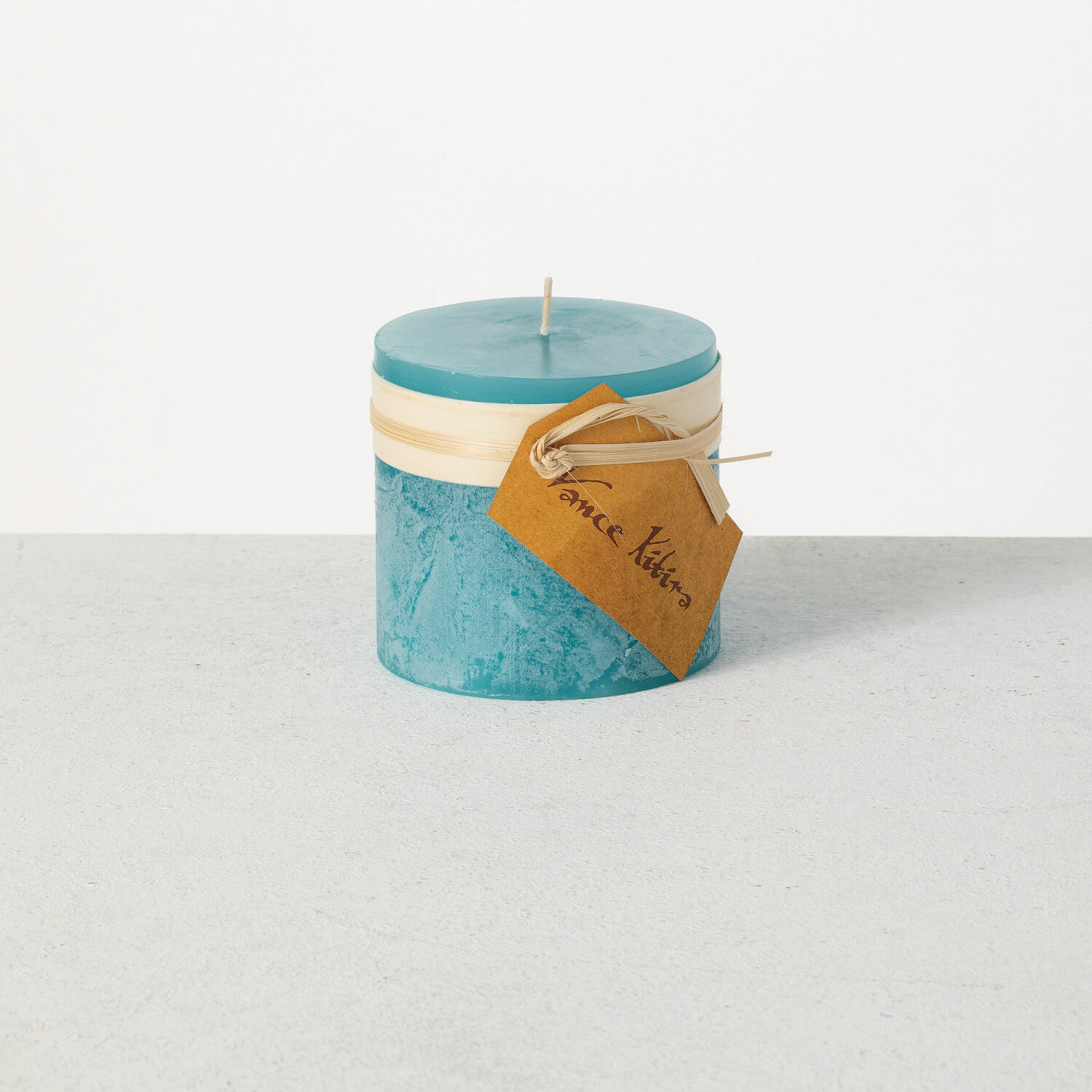 SEA GLASS TIMBER PILLAR CANDLE