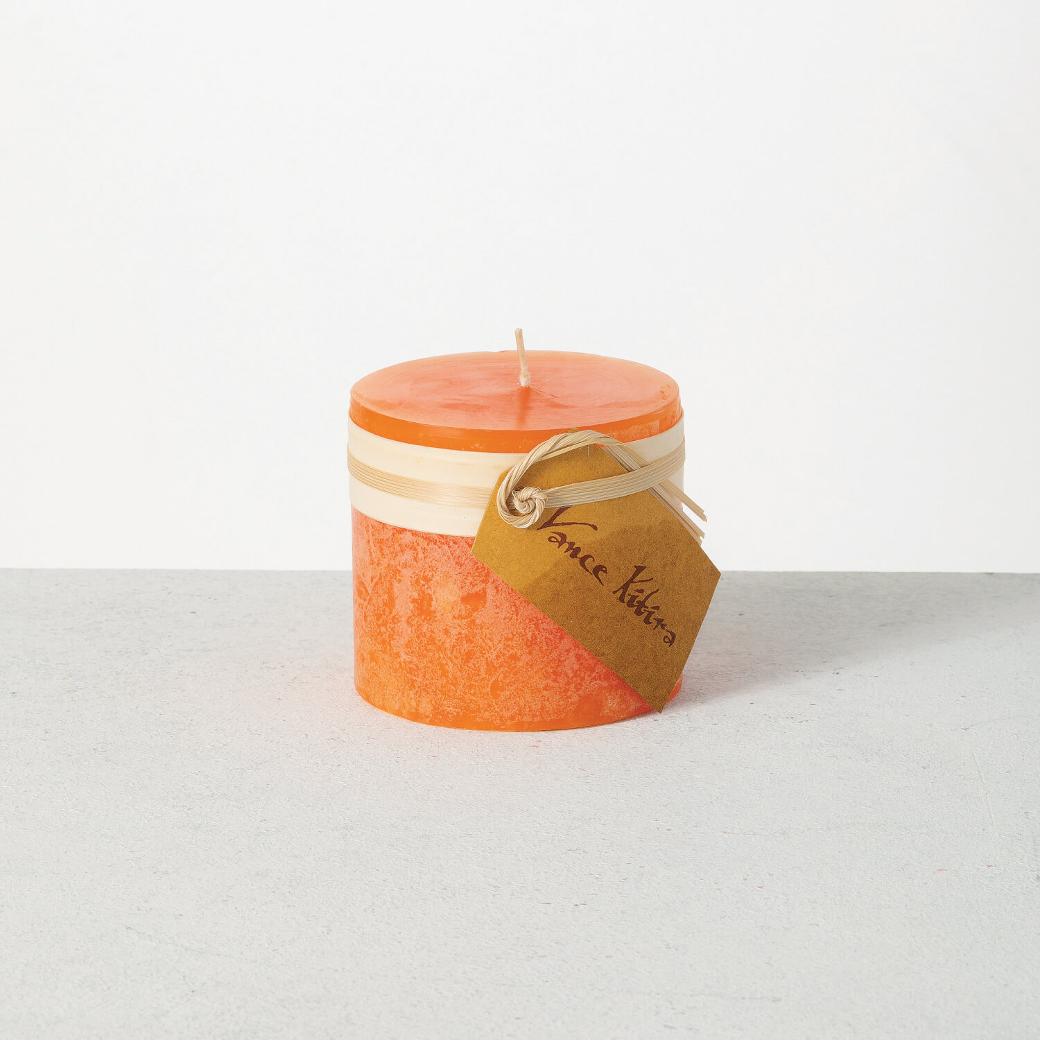 TANGERINE TIMBER PILLAR CANDLE