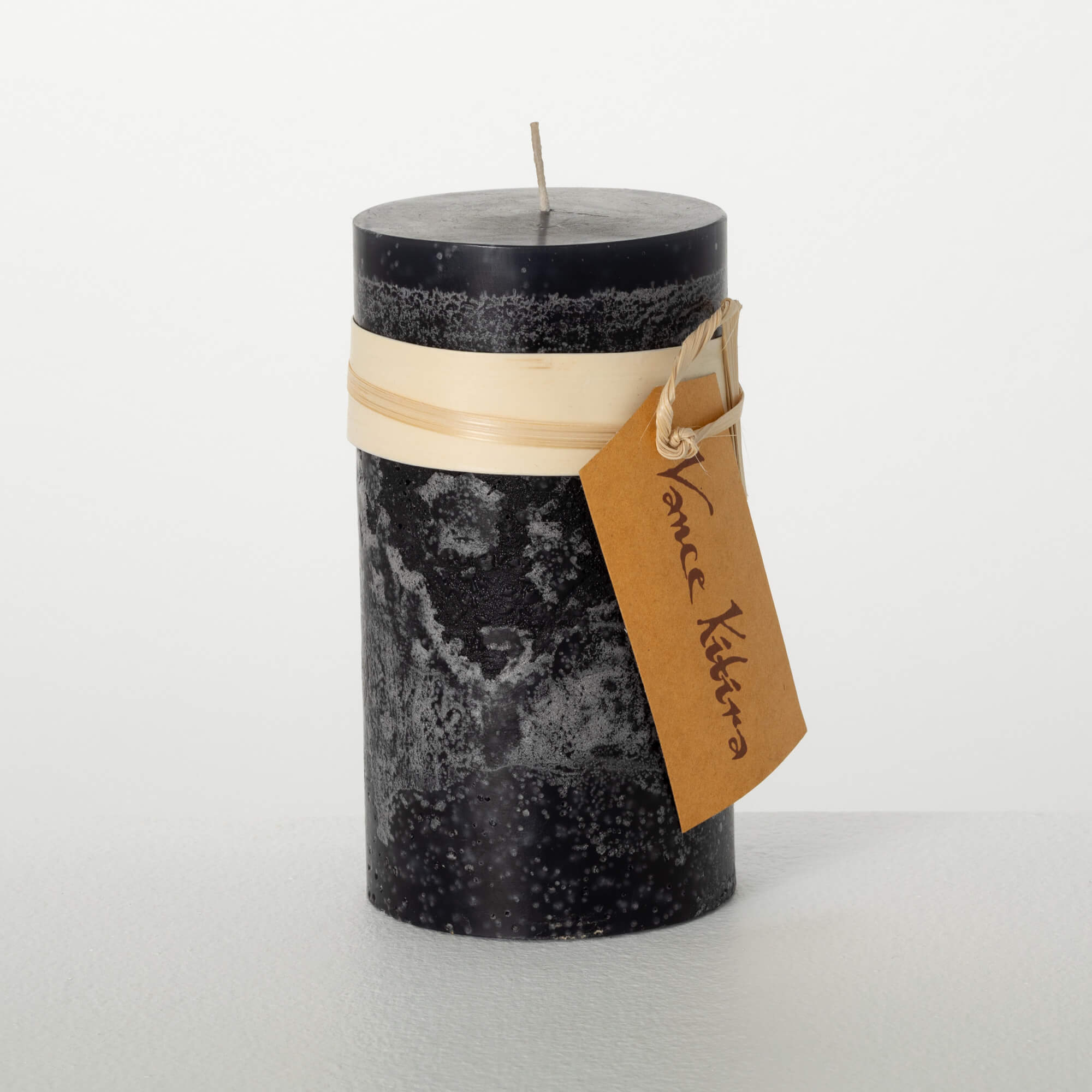 DISTRESSED BLACK PILLAR CANDLE