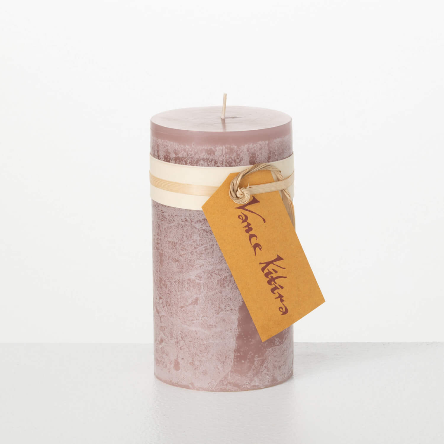 MAUVE TIMBER PILLAR CANDLE