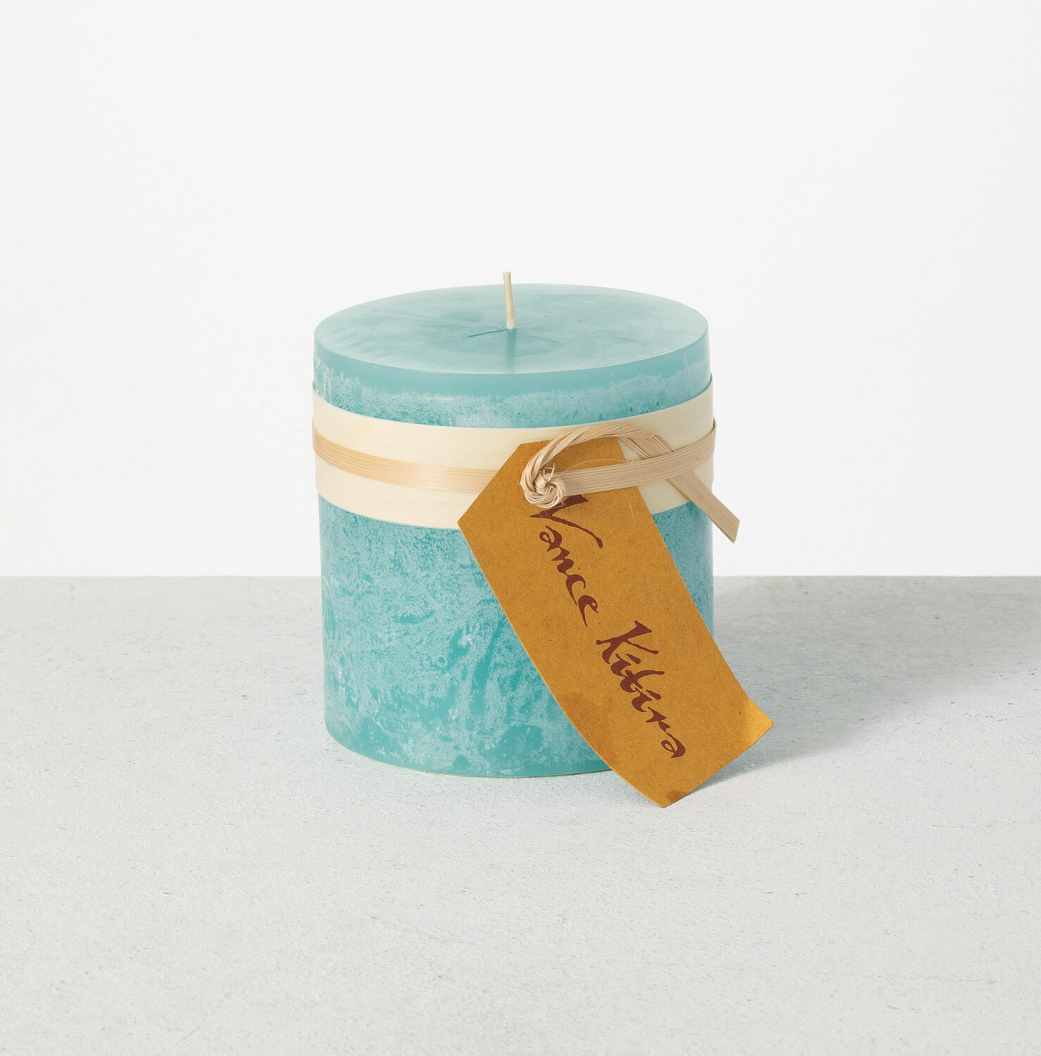 SEA FOAM TIMBER PILLAR CANDLE