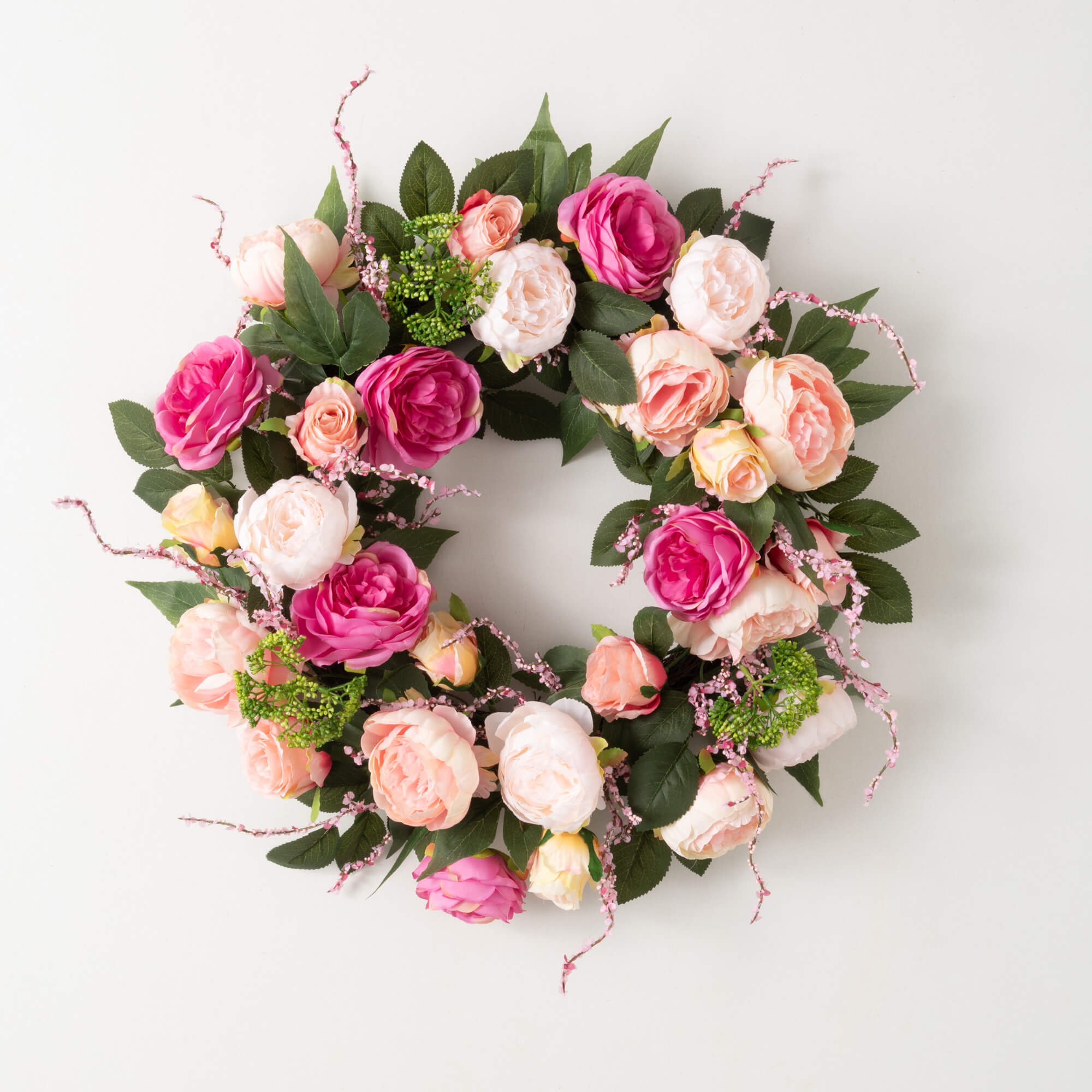 PEONY & ROSE FLORAL WREATH