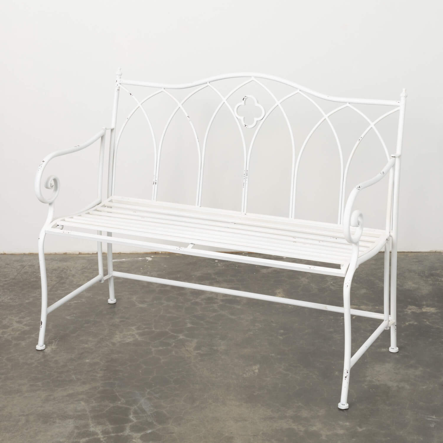 WHITE METAL GARDEN BENCH