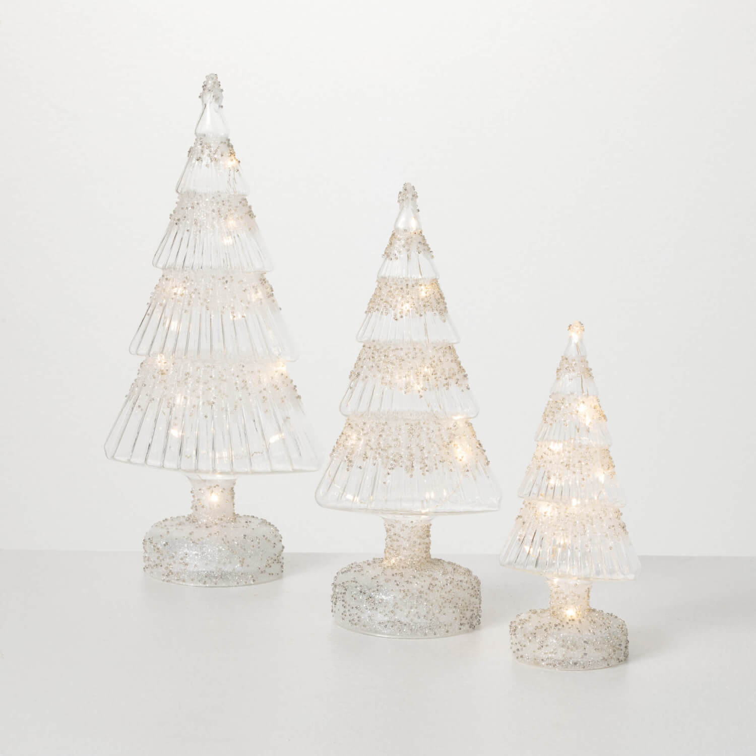 FROSTED LED GLASS TREE SET 3