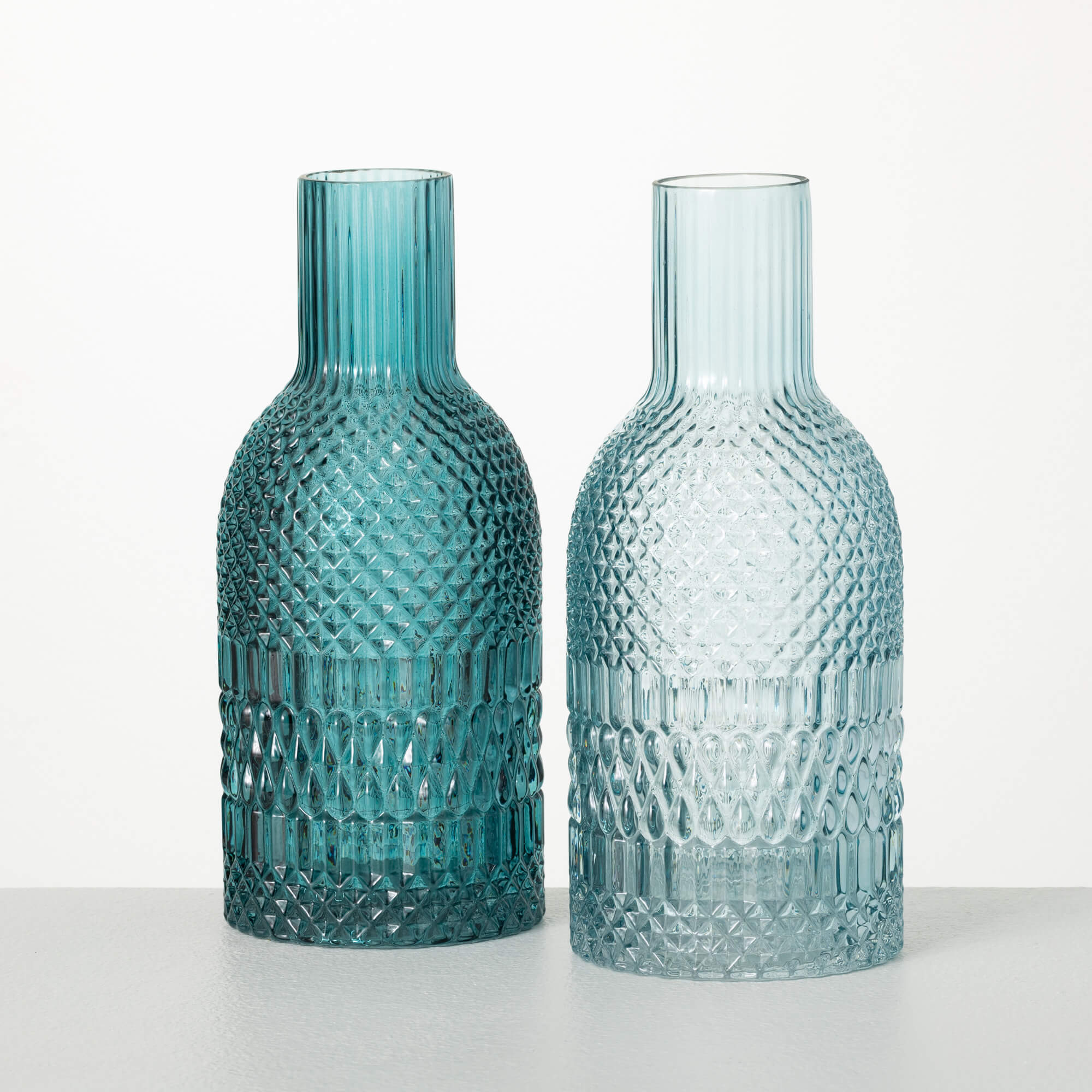 TURQUOISE FACETED BOTTLE VASES