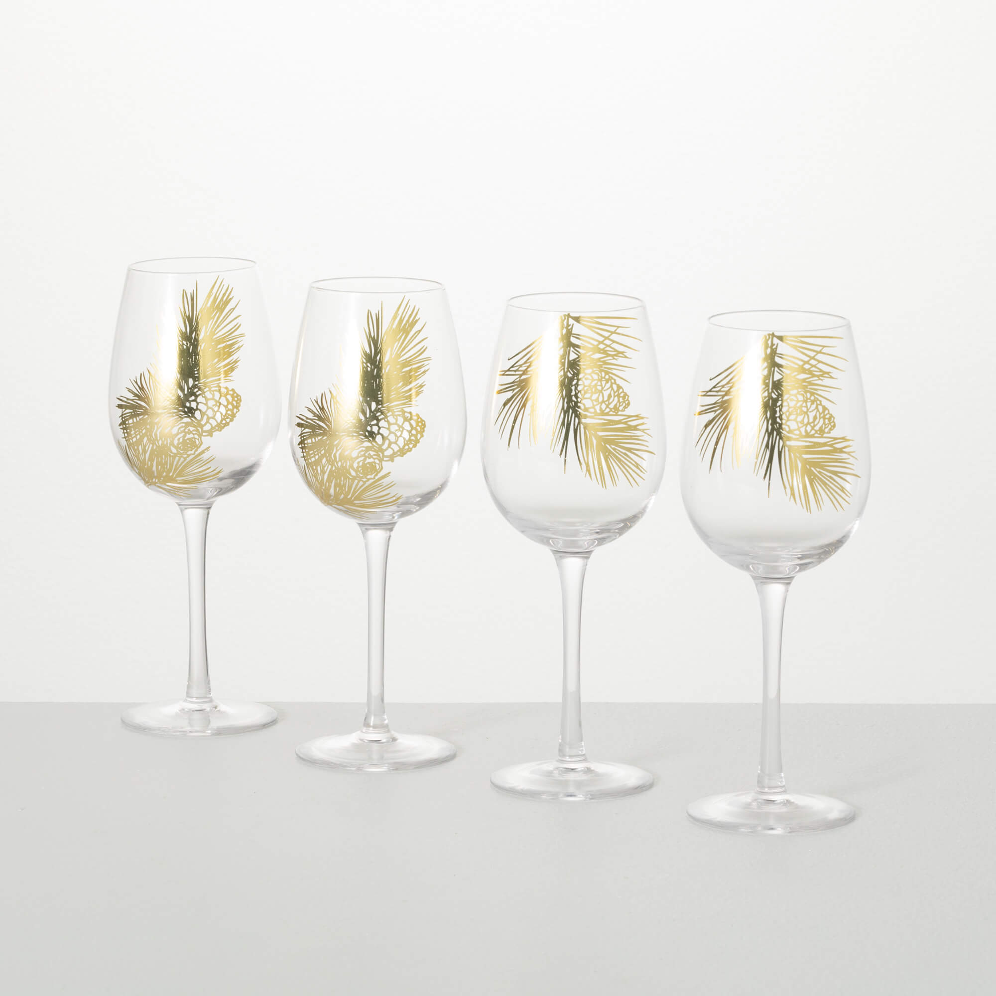 GOLD PINE WINE GLASS SET OF 4