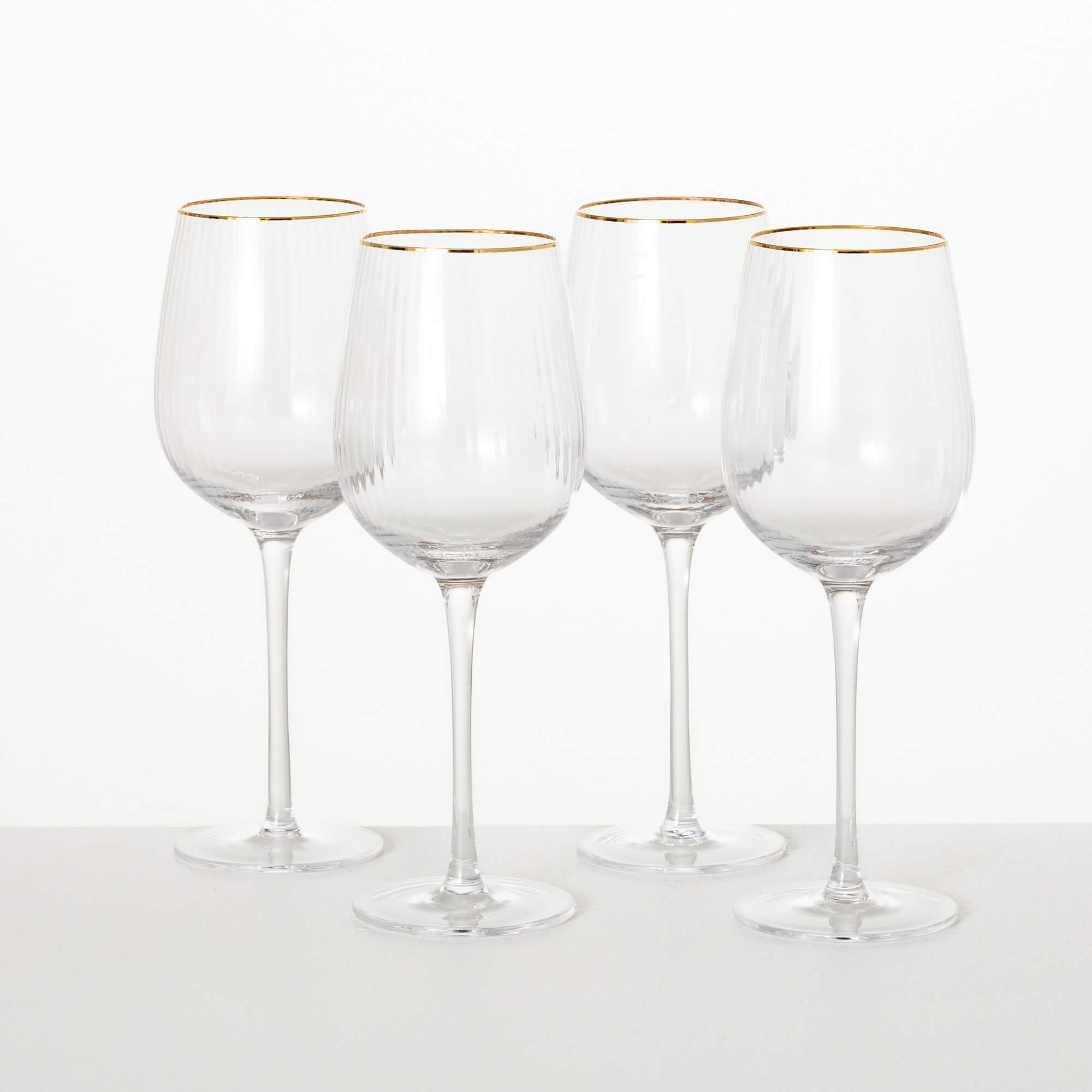 RIBBED GOLD RIM WINE GLASS SET