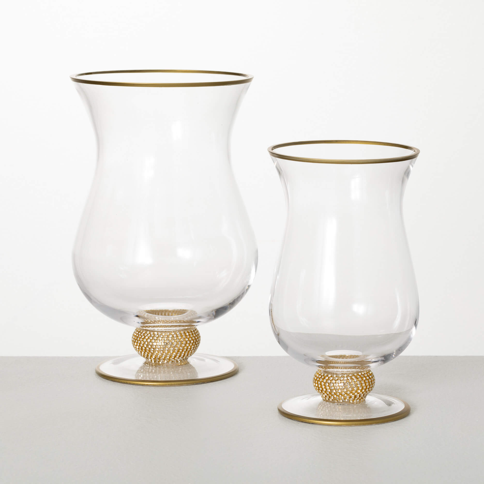 GOLD RIMMED CANDLEHOLDER SET 2