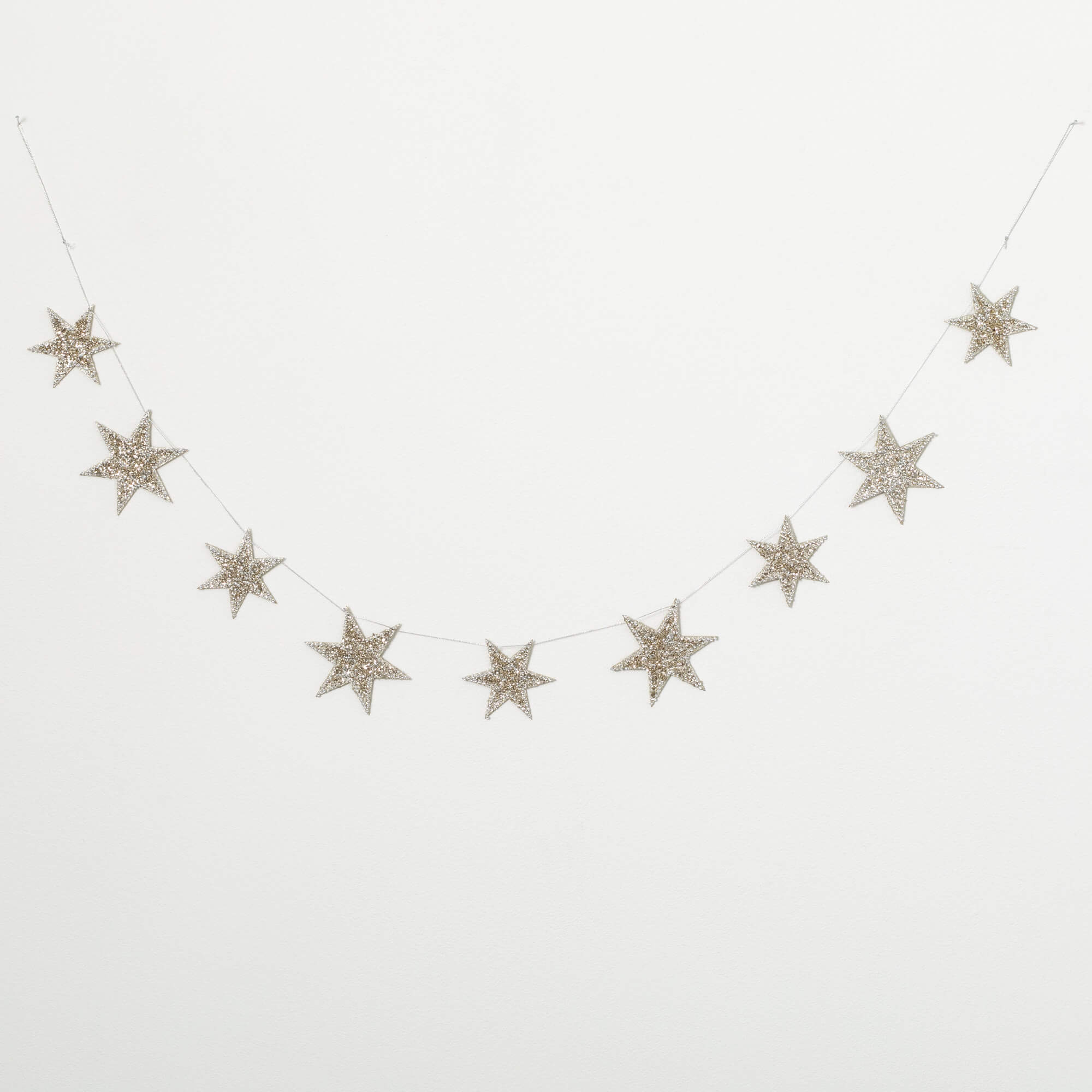 SILVER GLITTER STAR GARLAND