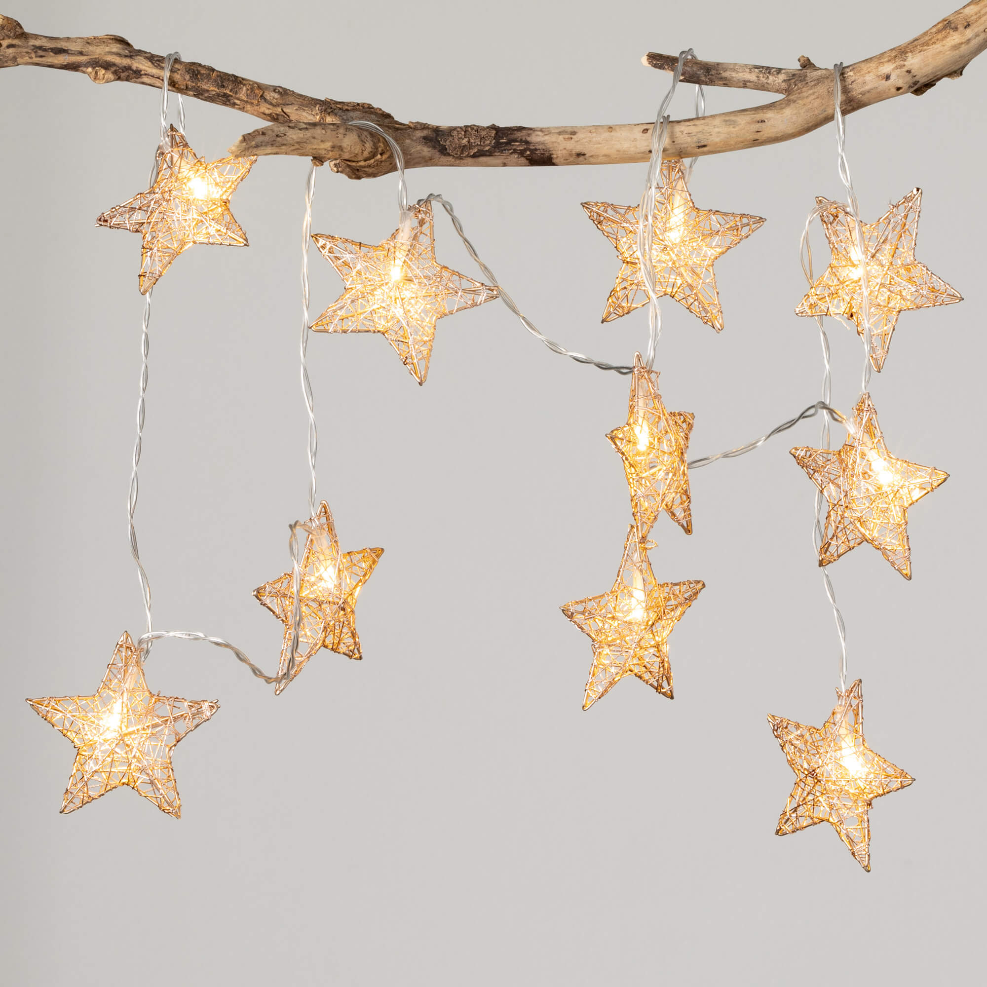 GOLD LIGHTED STAR GARLAND