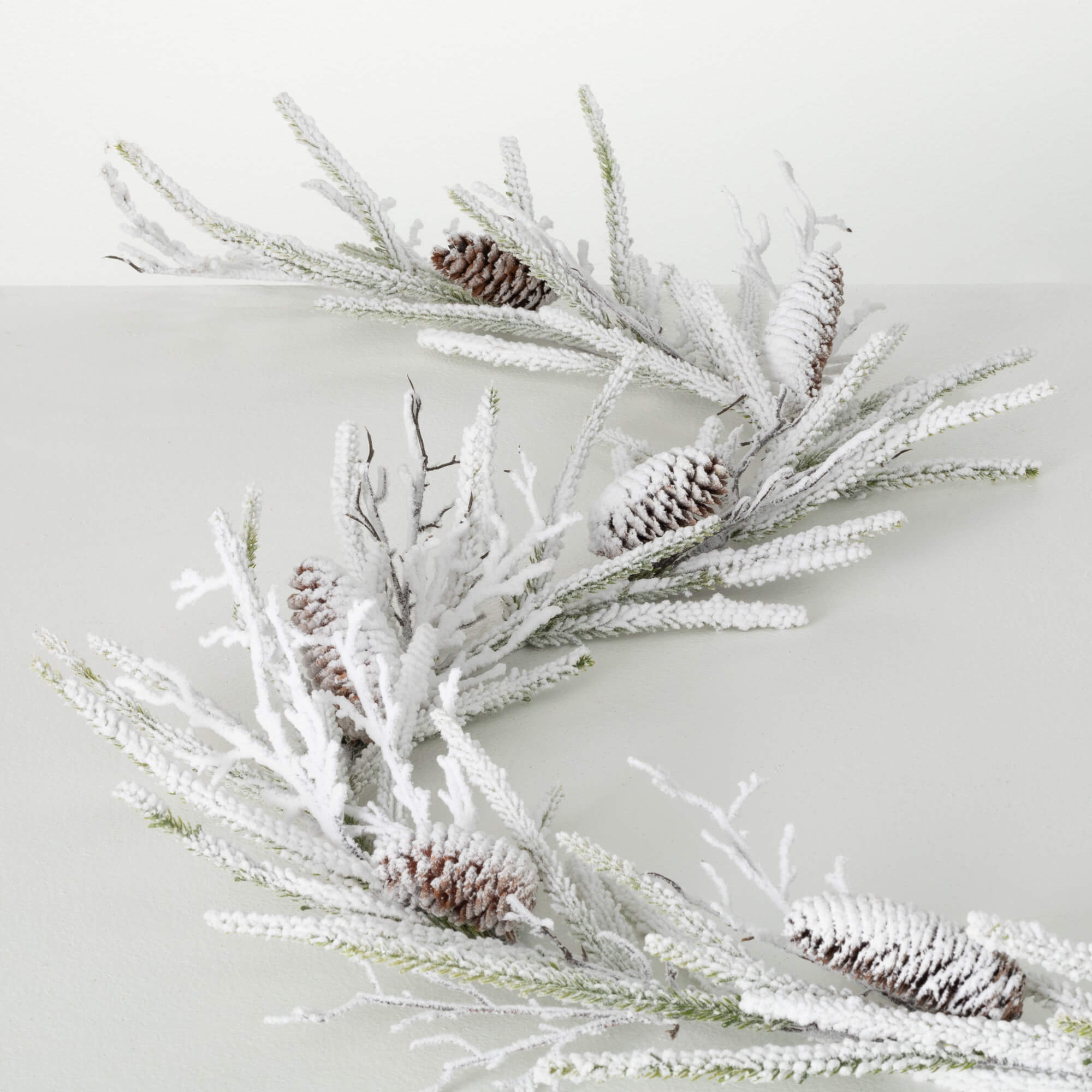 FLOCKED PINE TWIG GARLAND