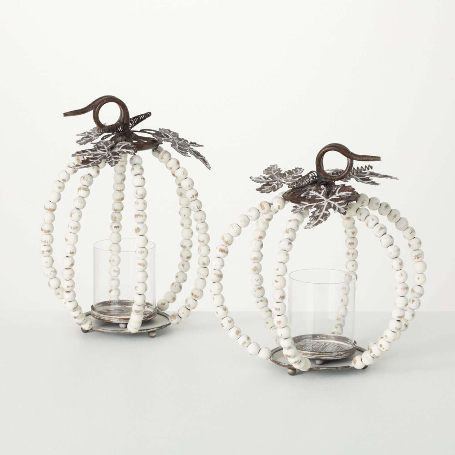 BEADED PUMPKIN PILLAR HOLDERS