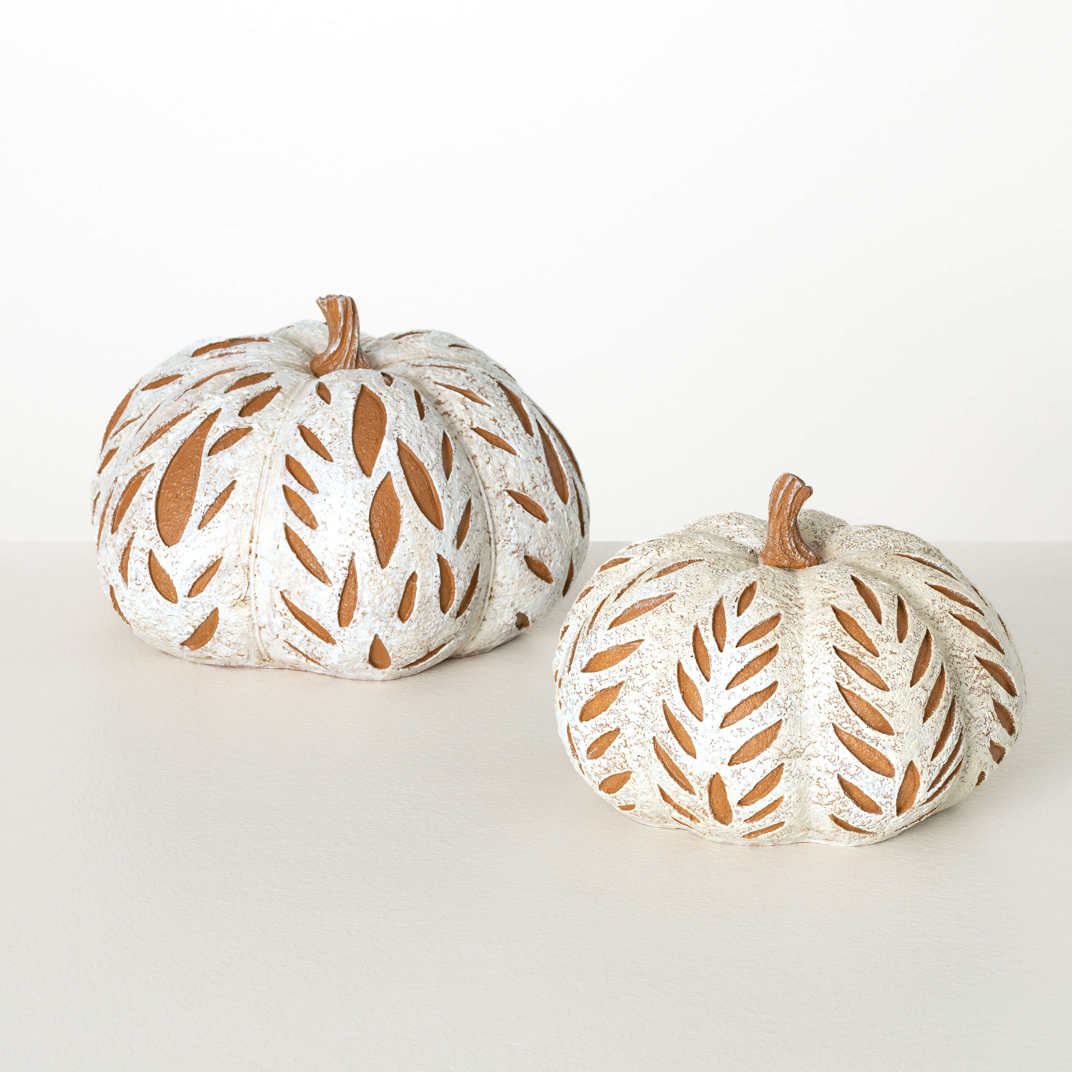 DEBOSSED LEAF PUMPKIN SET OF 2