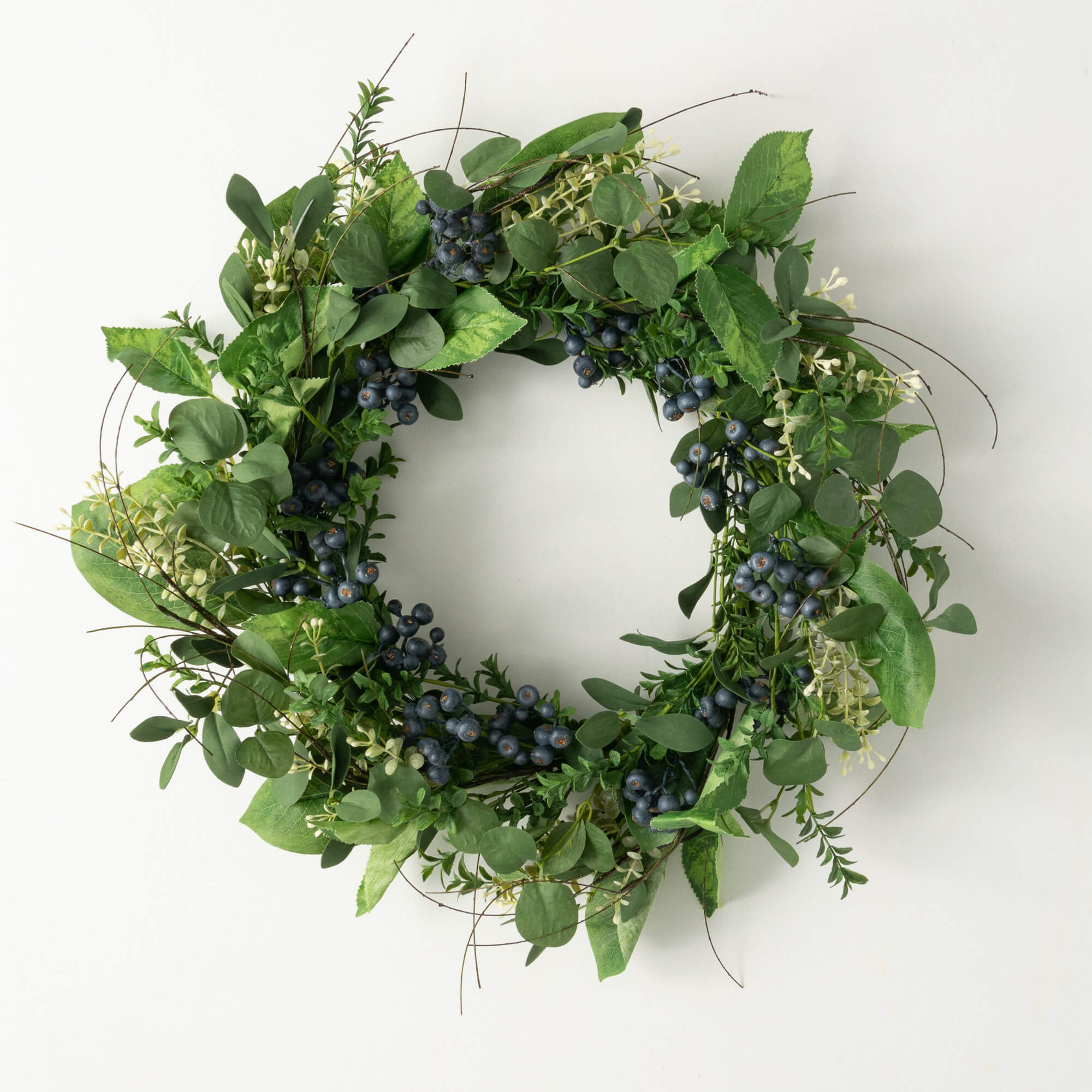 GREEN LEAF BLUEBERRY WREATH