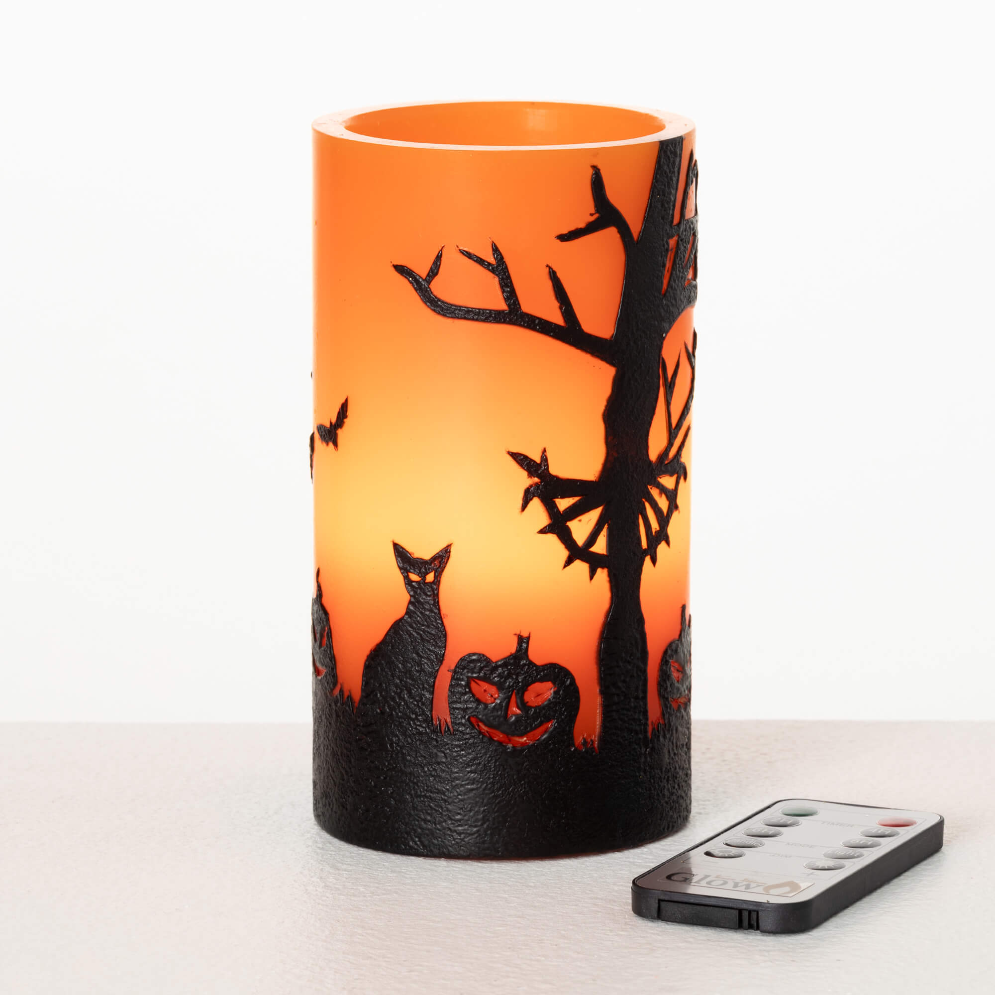 LED SPOOKY GLOW ORANGE CANDLE