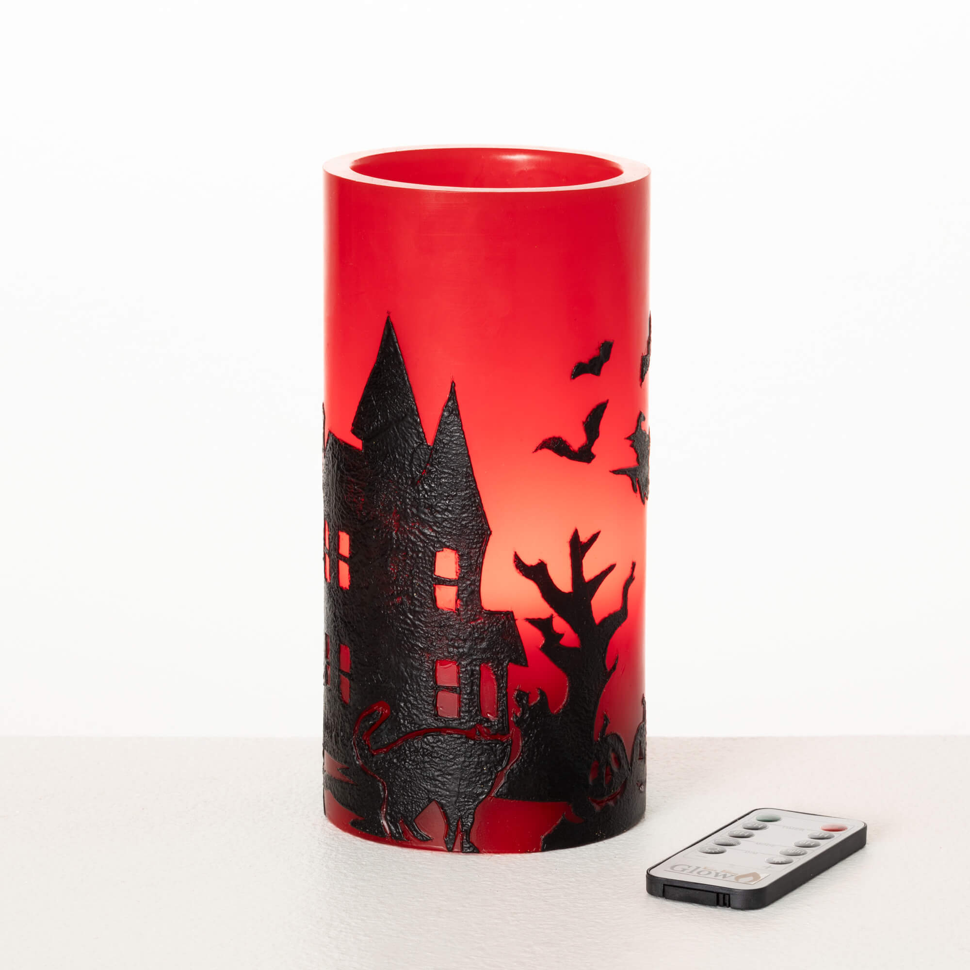 LED SPOOKY GLOW RED CANDLE