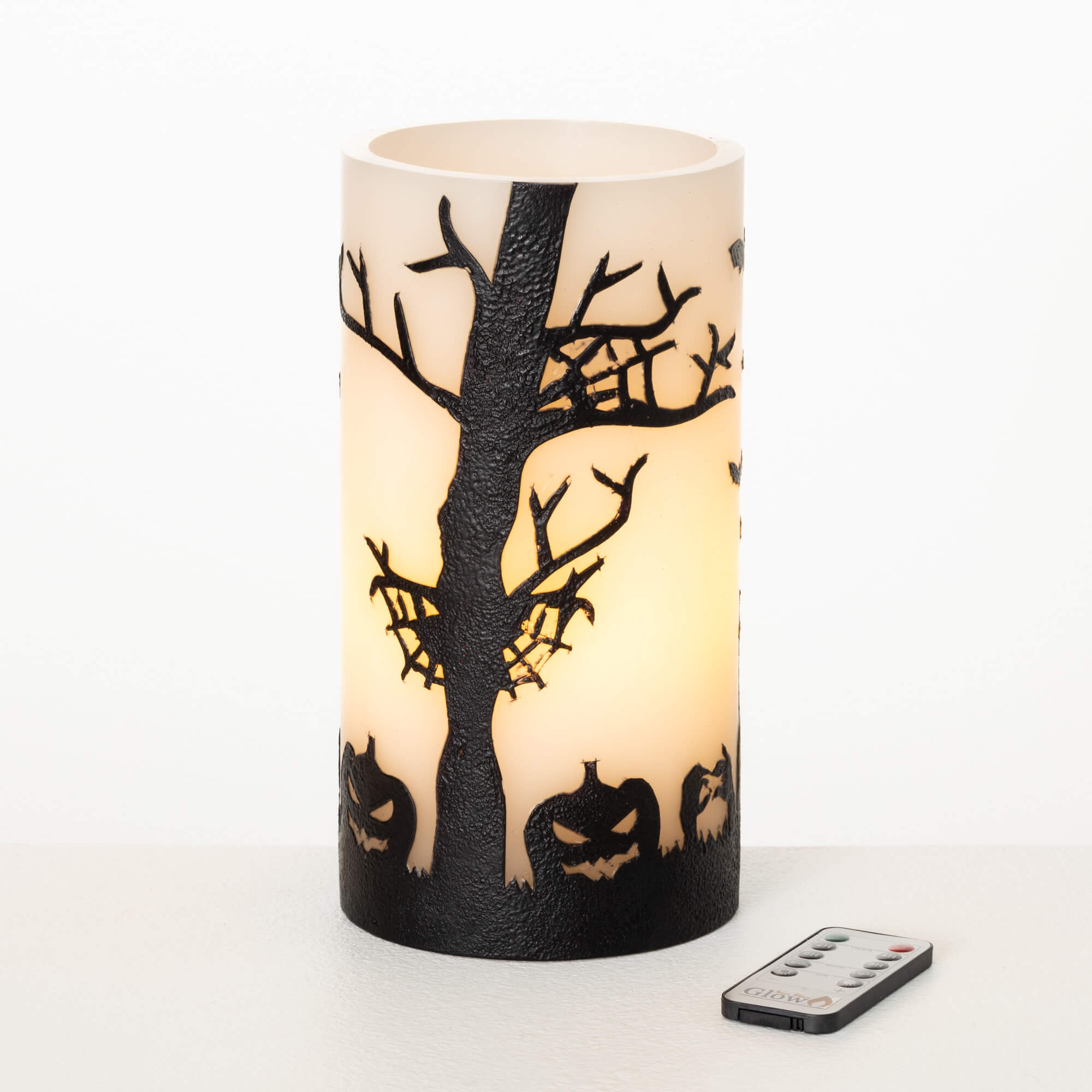 LED SPOOKY GLOW WHITE CANDLE