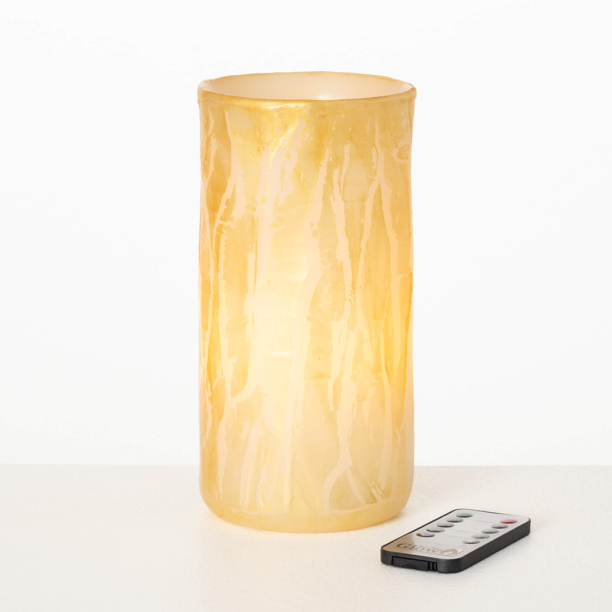 8.5" LED GOLD LEAF GLOW CANDLE