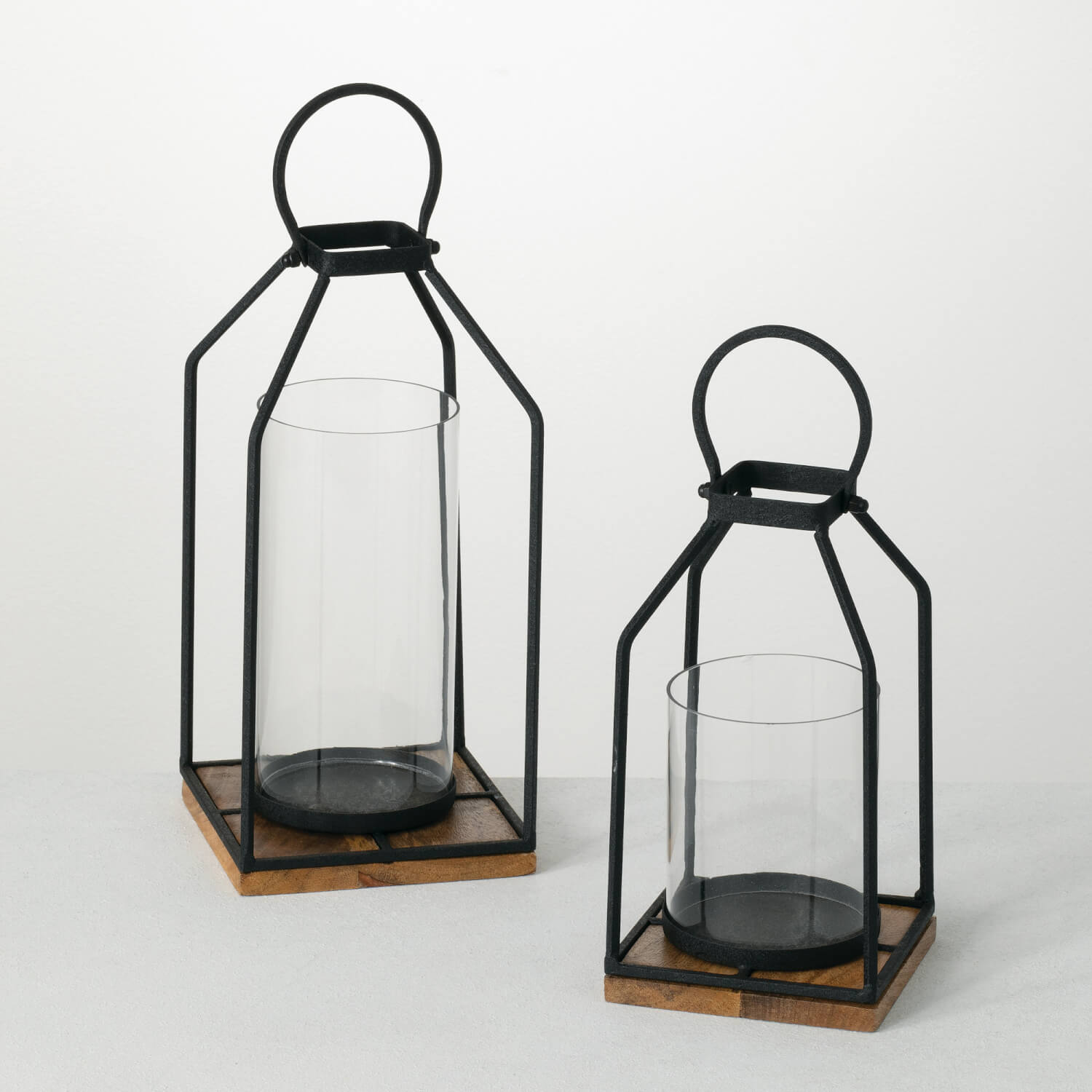 BLACK IRON LANTERN SET OF 2