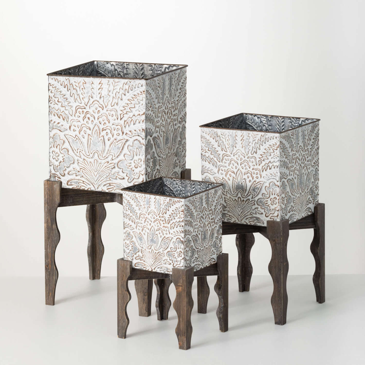 FLOURISH SQUARE PLANTER SET 3