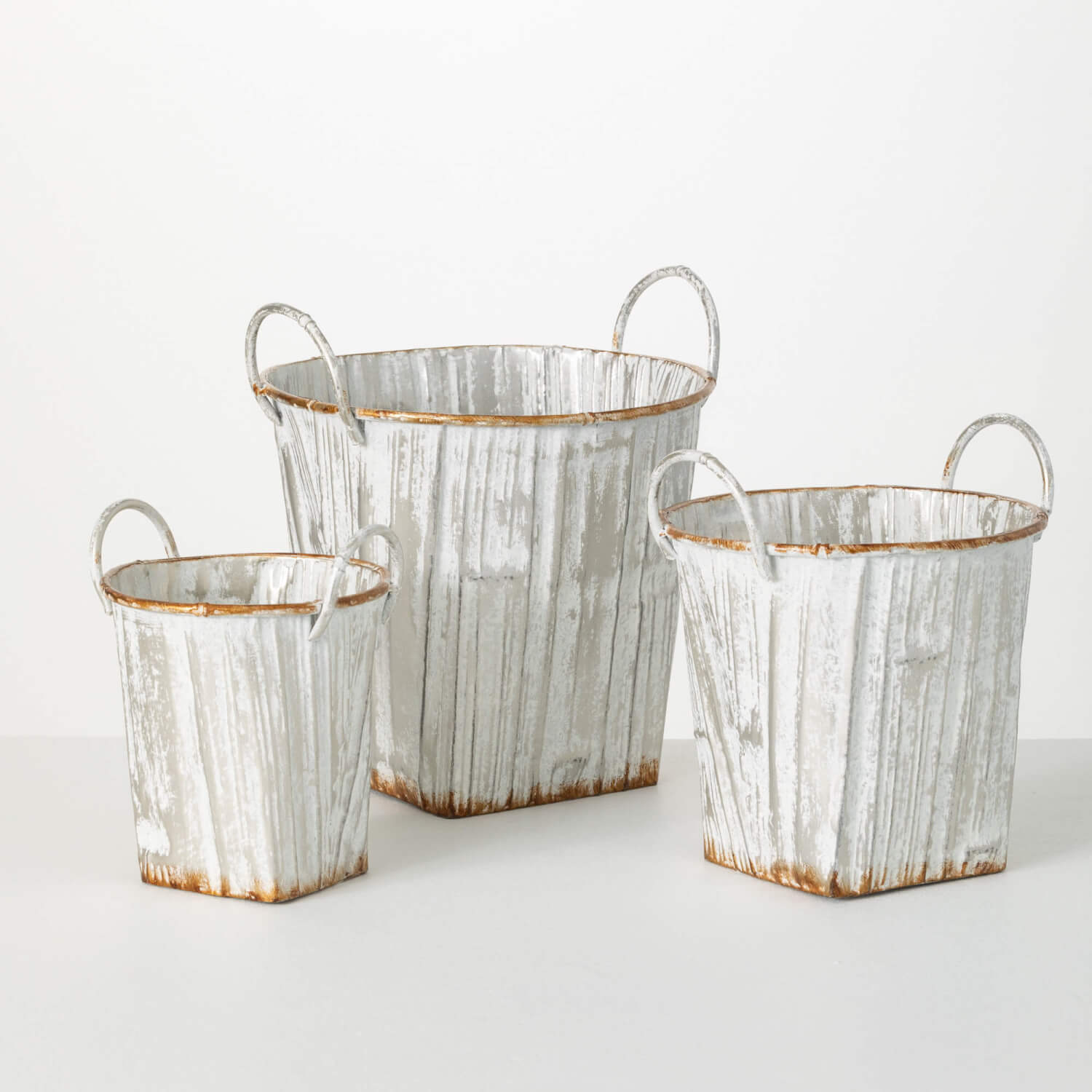 METAL HANDLED BUCKET SET OF 3