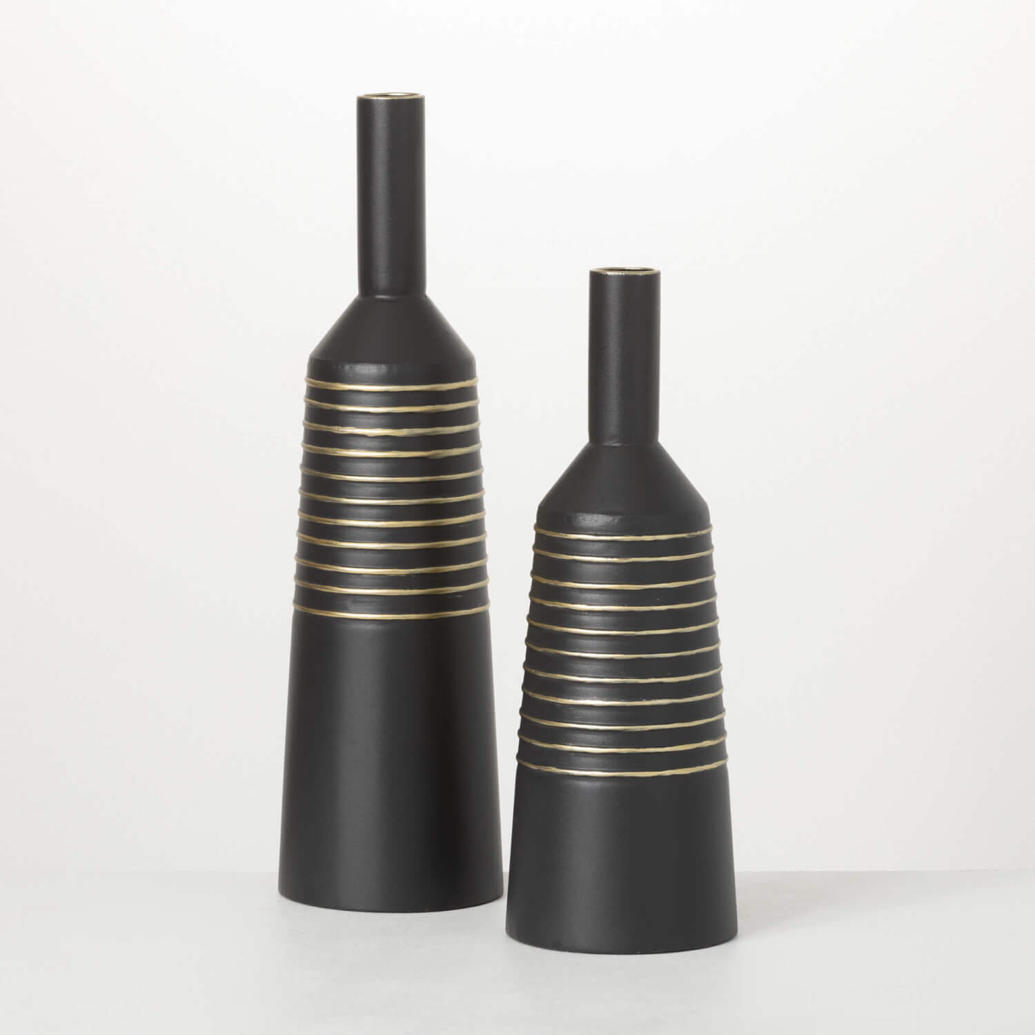 MATTE BLACK GOLD LINED VASES