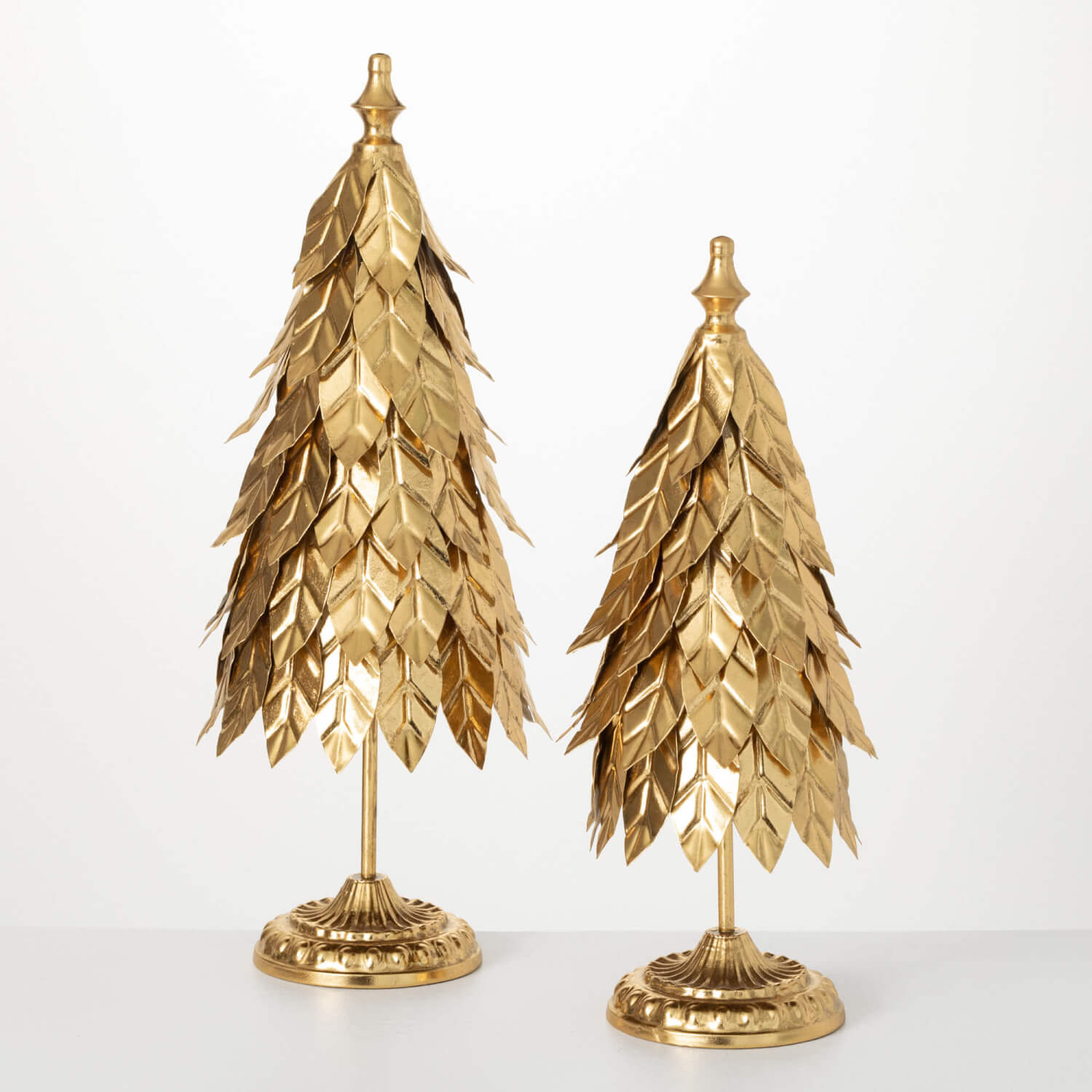 METAL GOLD LEAF TREE SET OF 2