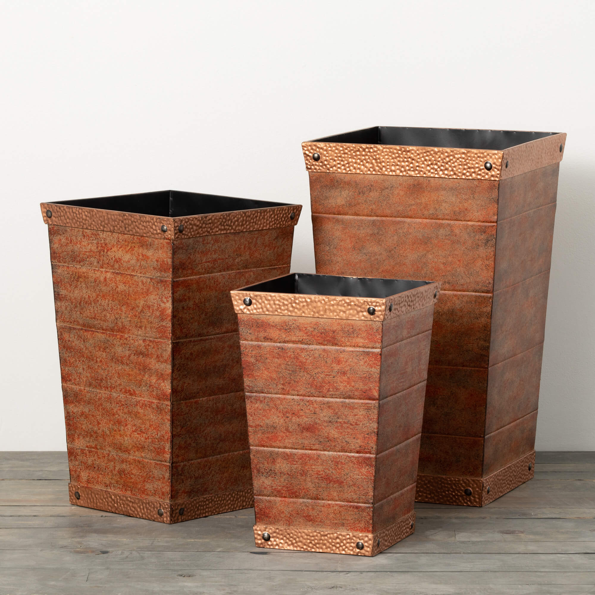 COPPER TRIM MEDIUM PLANTER SET